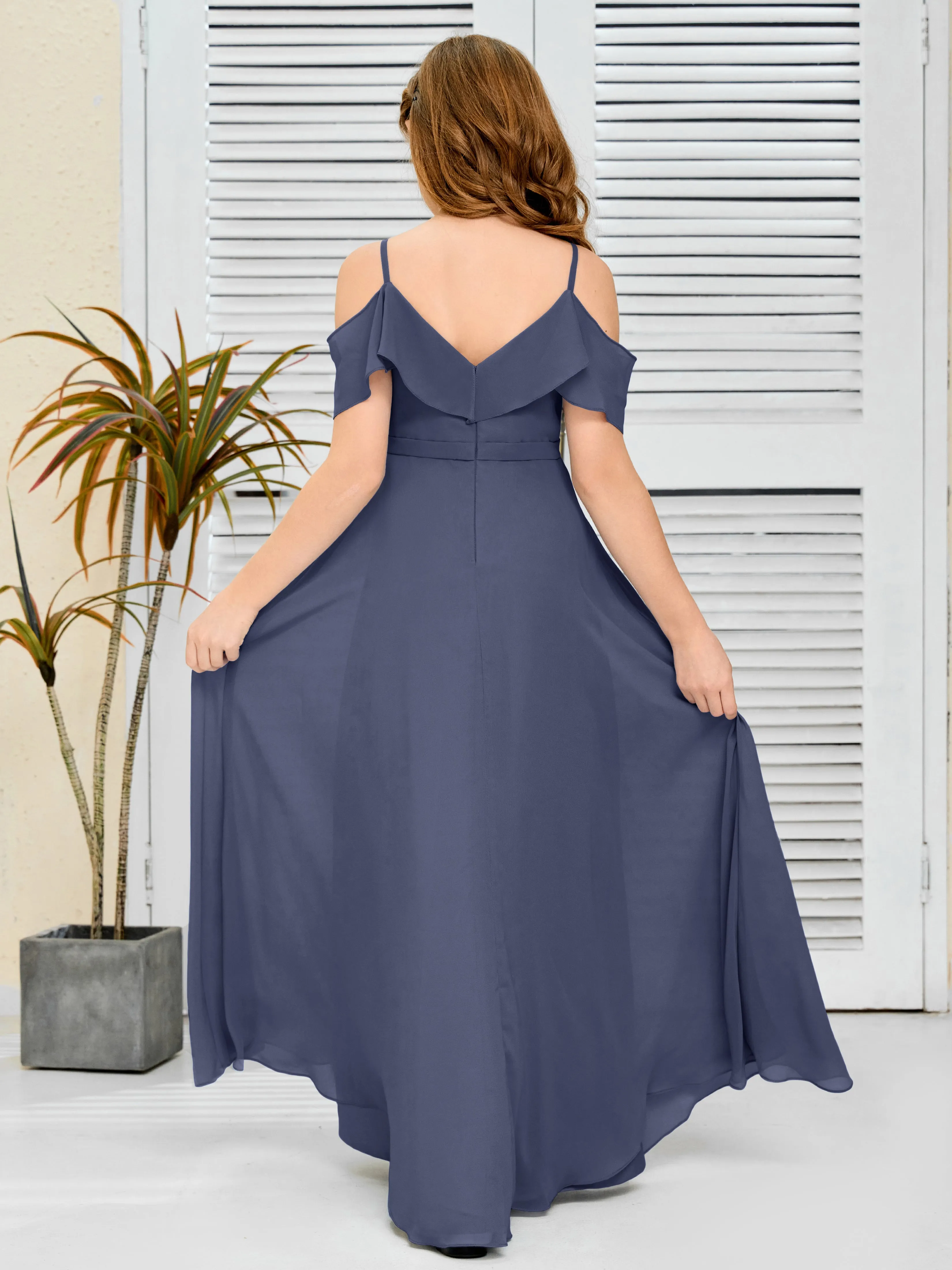 Refined Chiffon Junior Bridesmaid Dress With Wavy Neckline