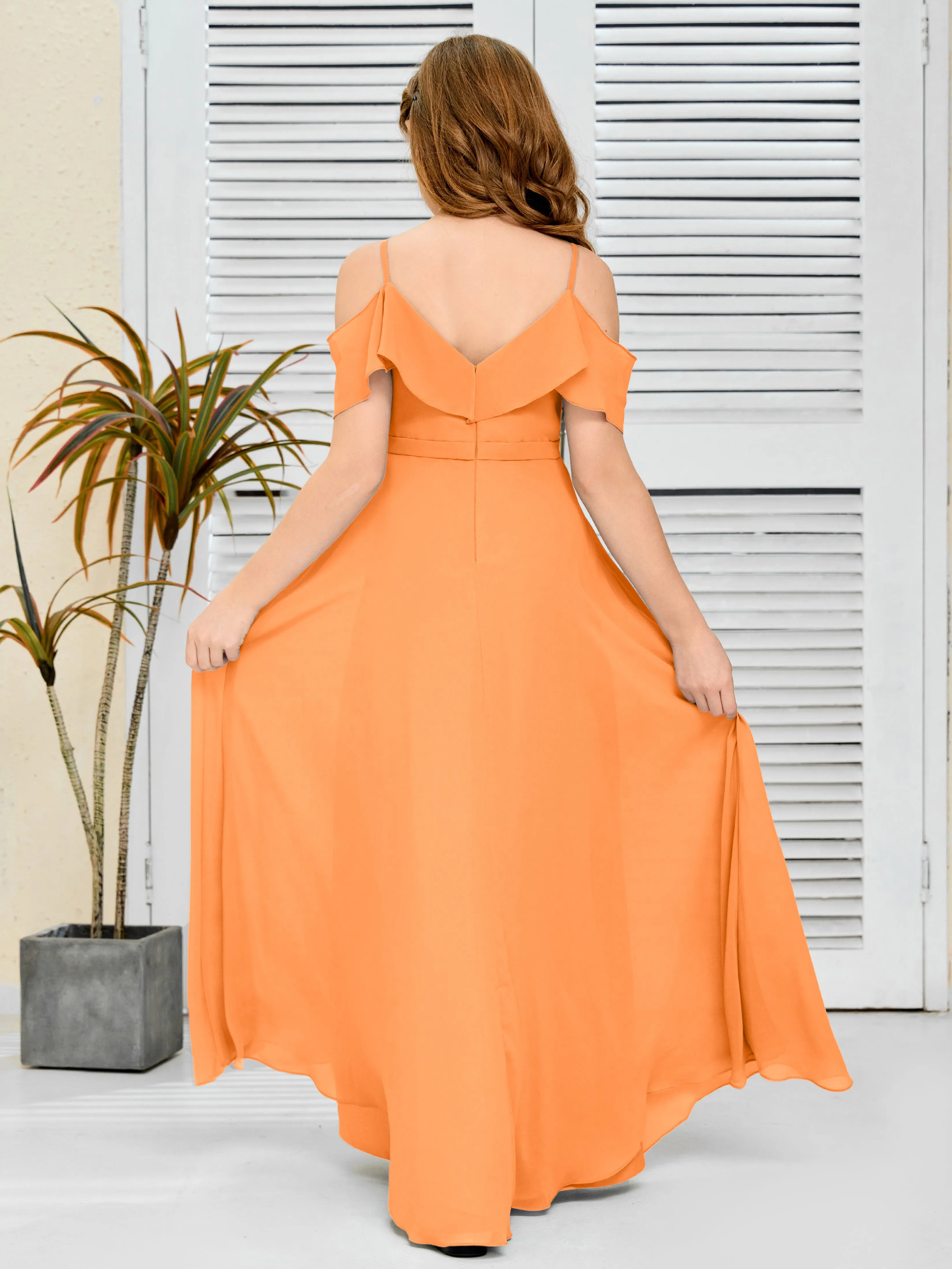 Refined Chiffon Junior Bridesmaid Dress With Wavy Neckline