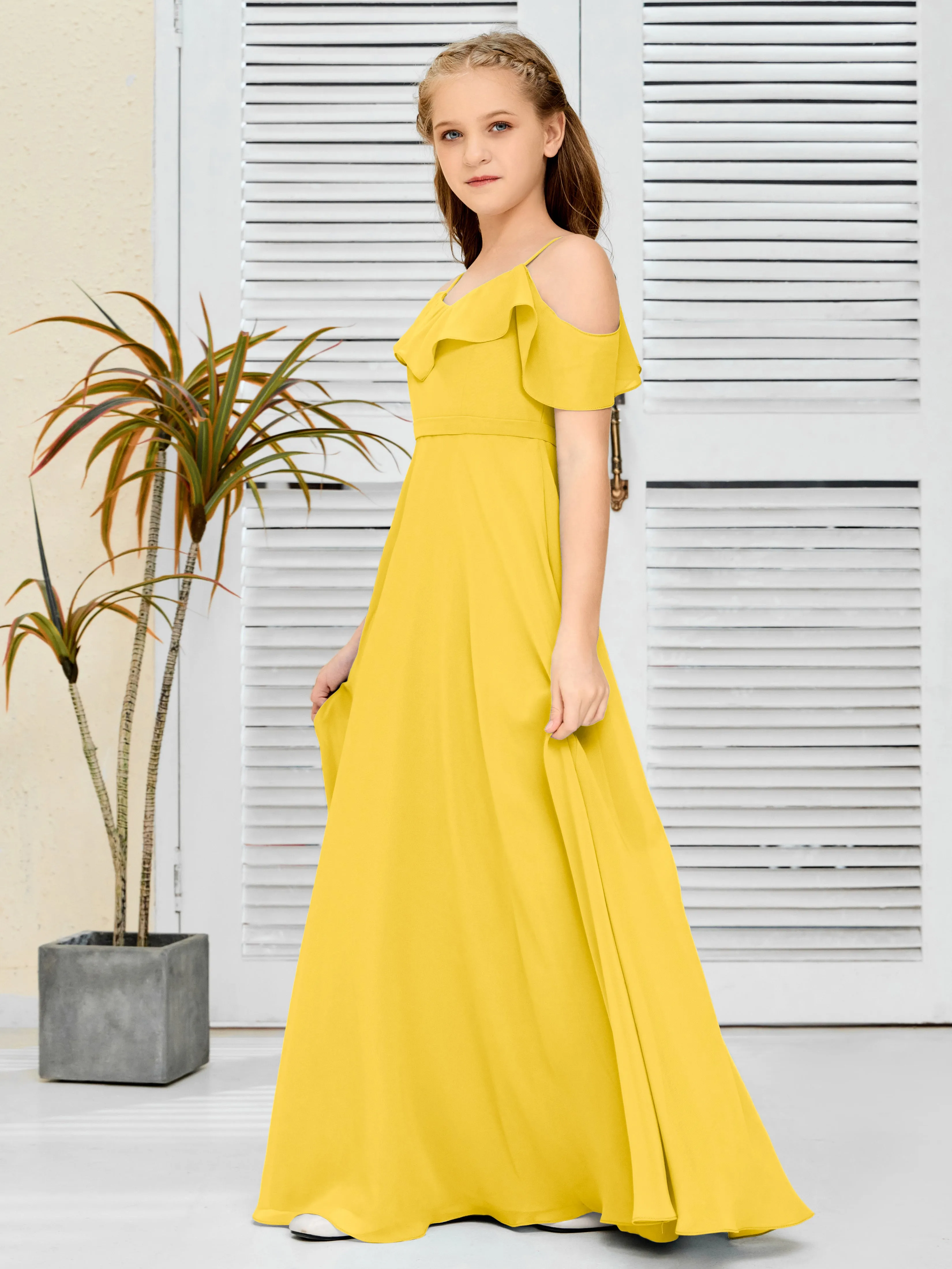 Refined Chiffon Junior Bridesmaid Dress With Wavy Neckline