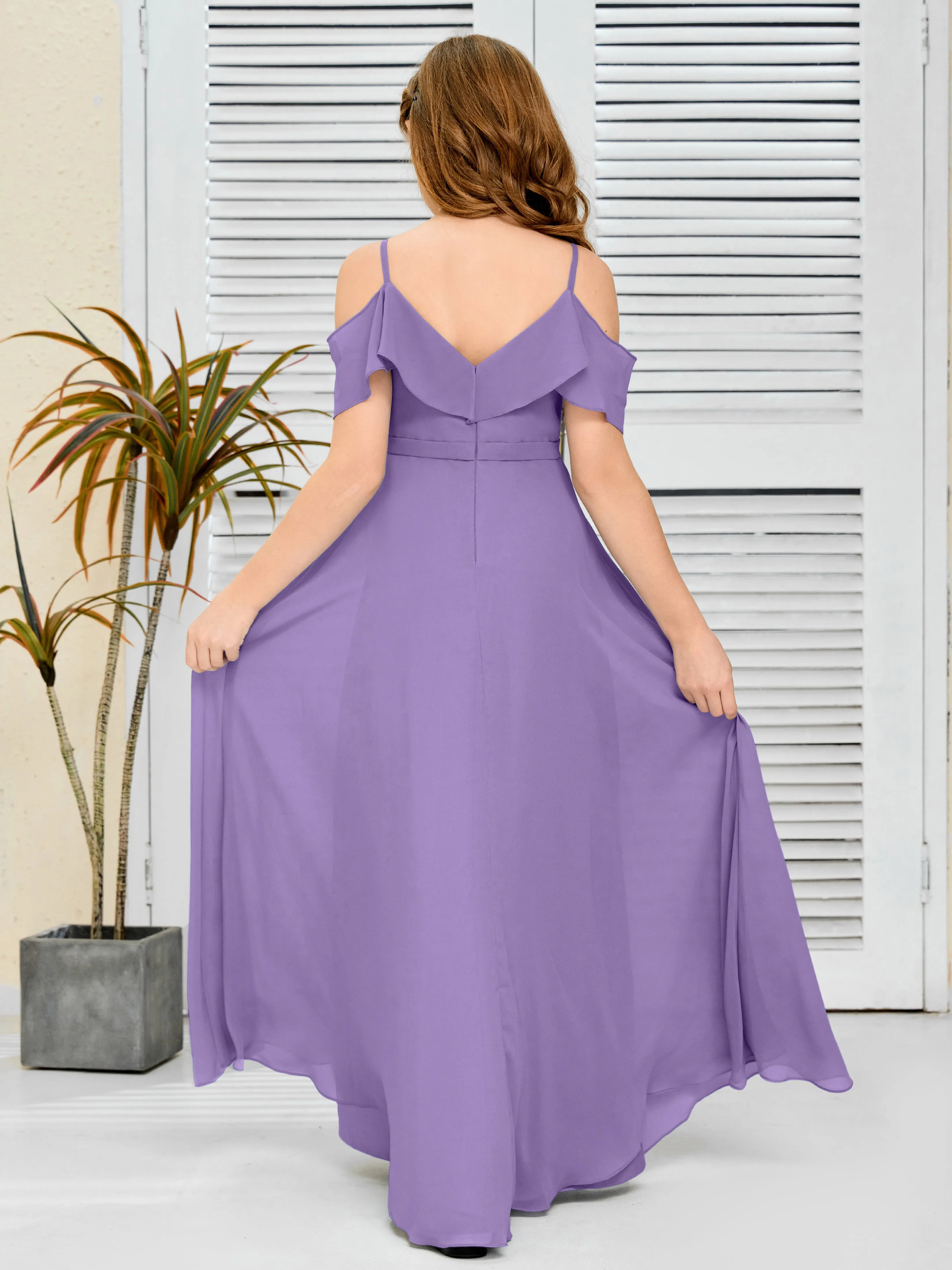 Refined Chiffon Junior Bridesmaid Dress With Wavy Neckline