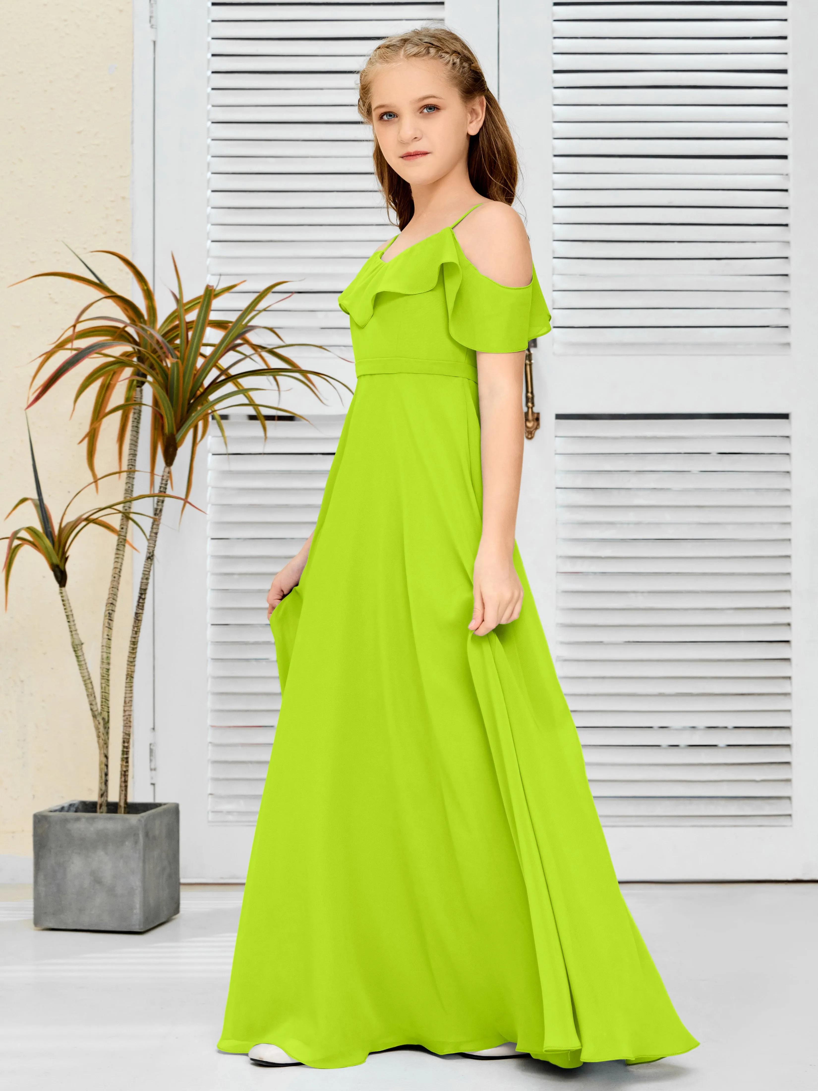Refined Chiffon Junior Bridesmaid Dress With Wavy Neckline