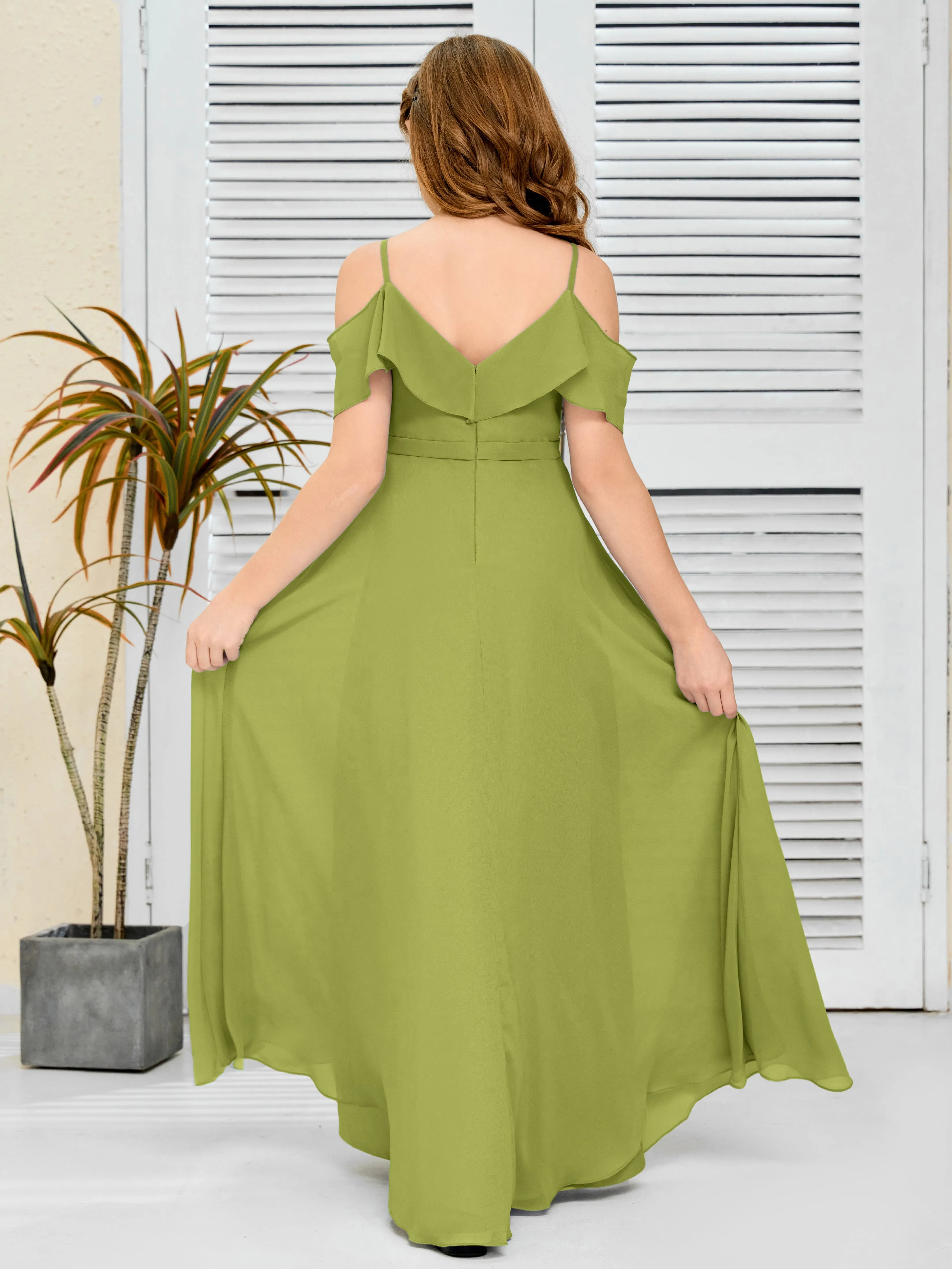 Refined Chiffon Junior Bridesmaid Dress With Wavy Neckline