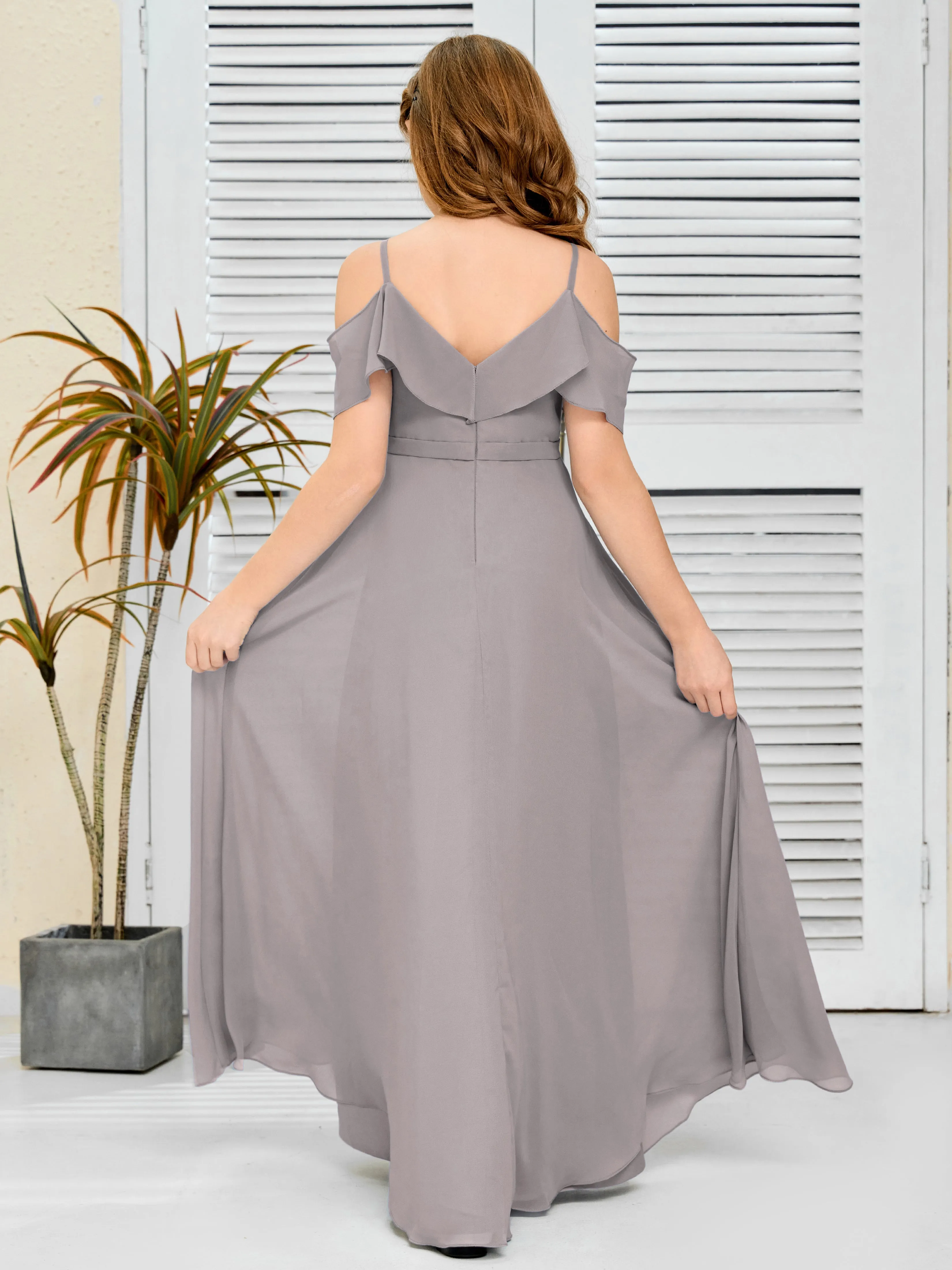 Refined Chiffon Junior Bridesmaid Dress With Wavy Neckline