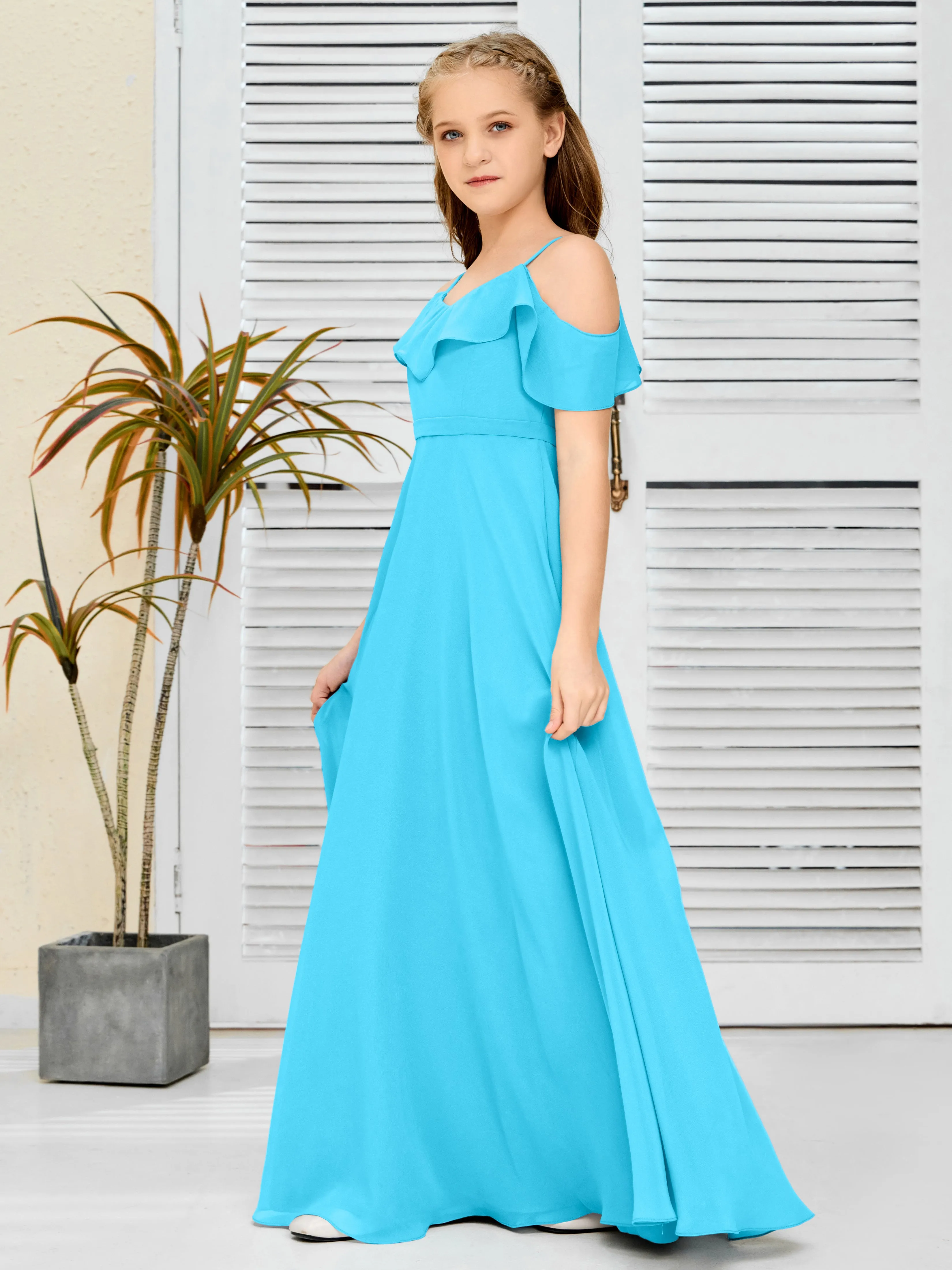 Refined Chiffon Junior Bridesmaid Dress With Wavy Neckline