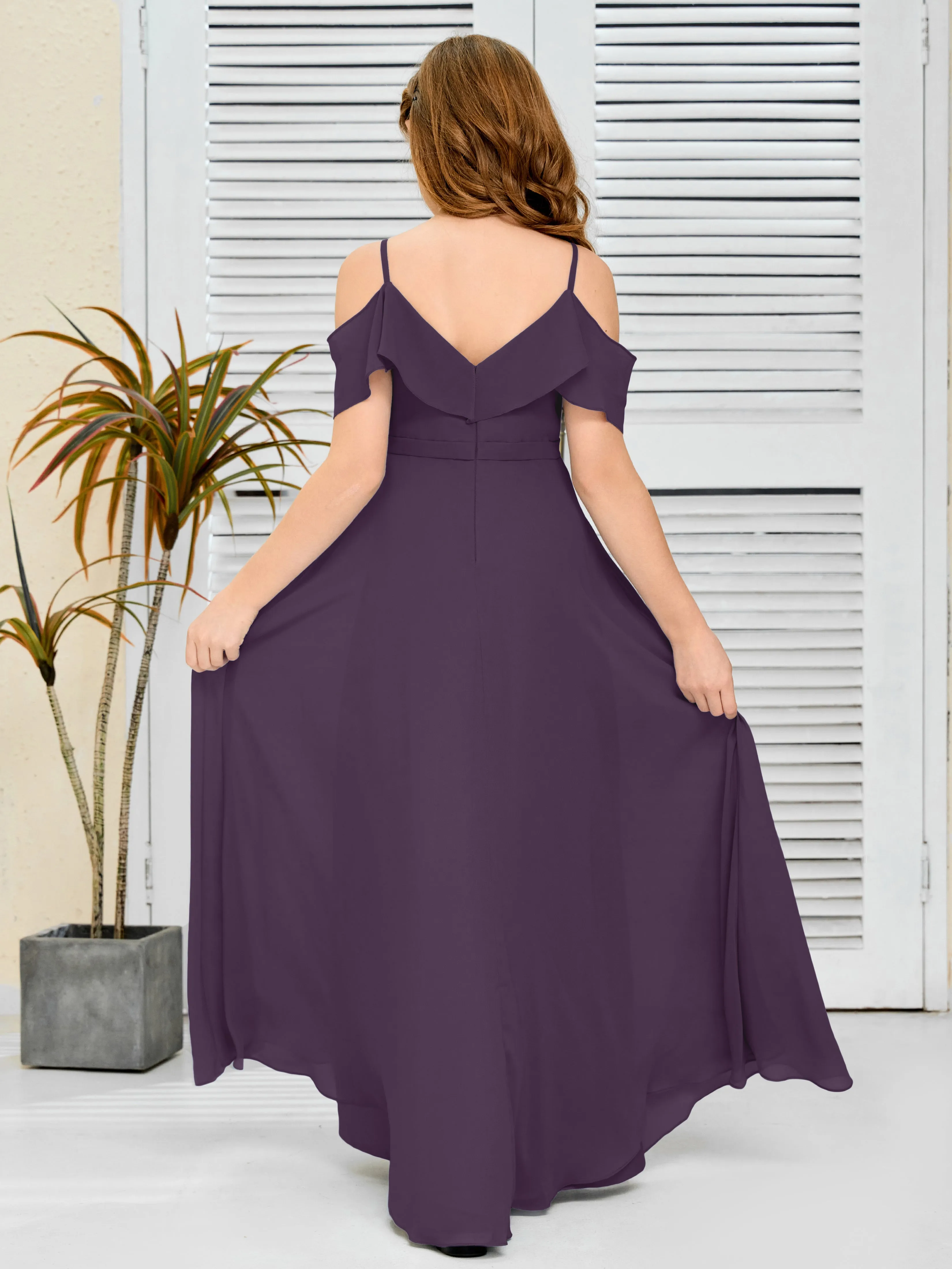 Refined Chiffon Junior Bridesmaid Dress With Wavy Neckline
