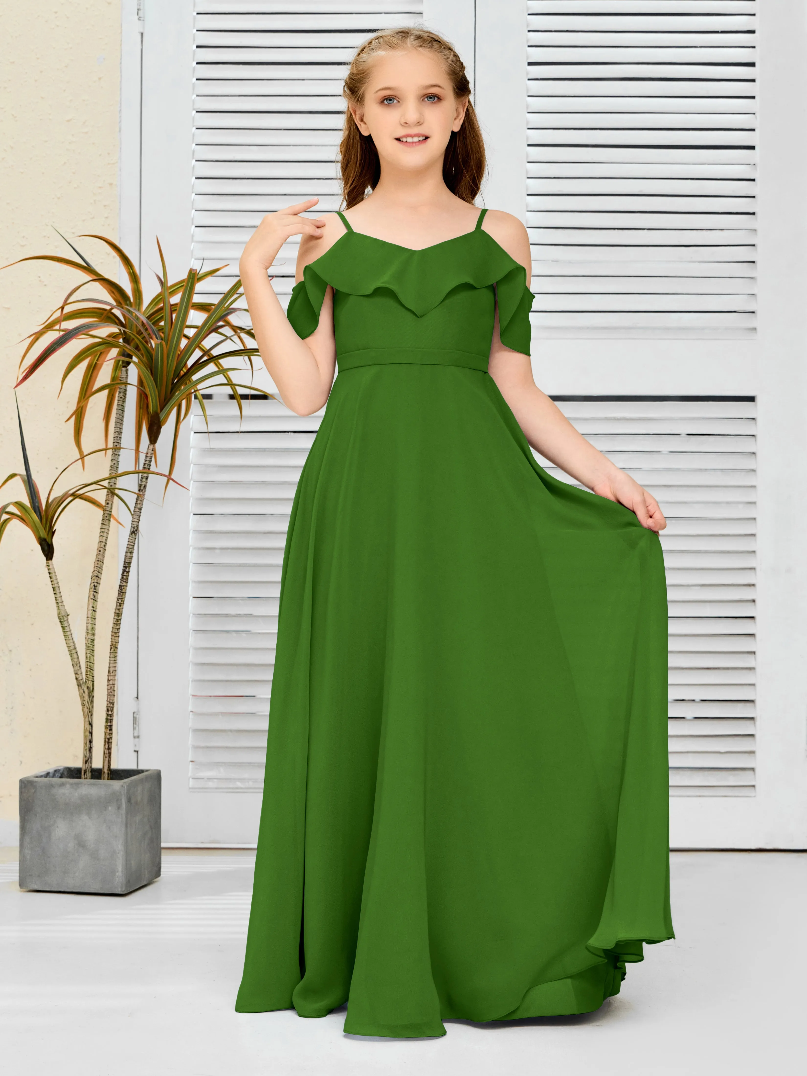 Refined Chiffon Junior Bridesmaid Dress With Wavy Neckline