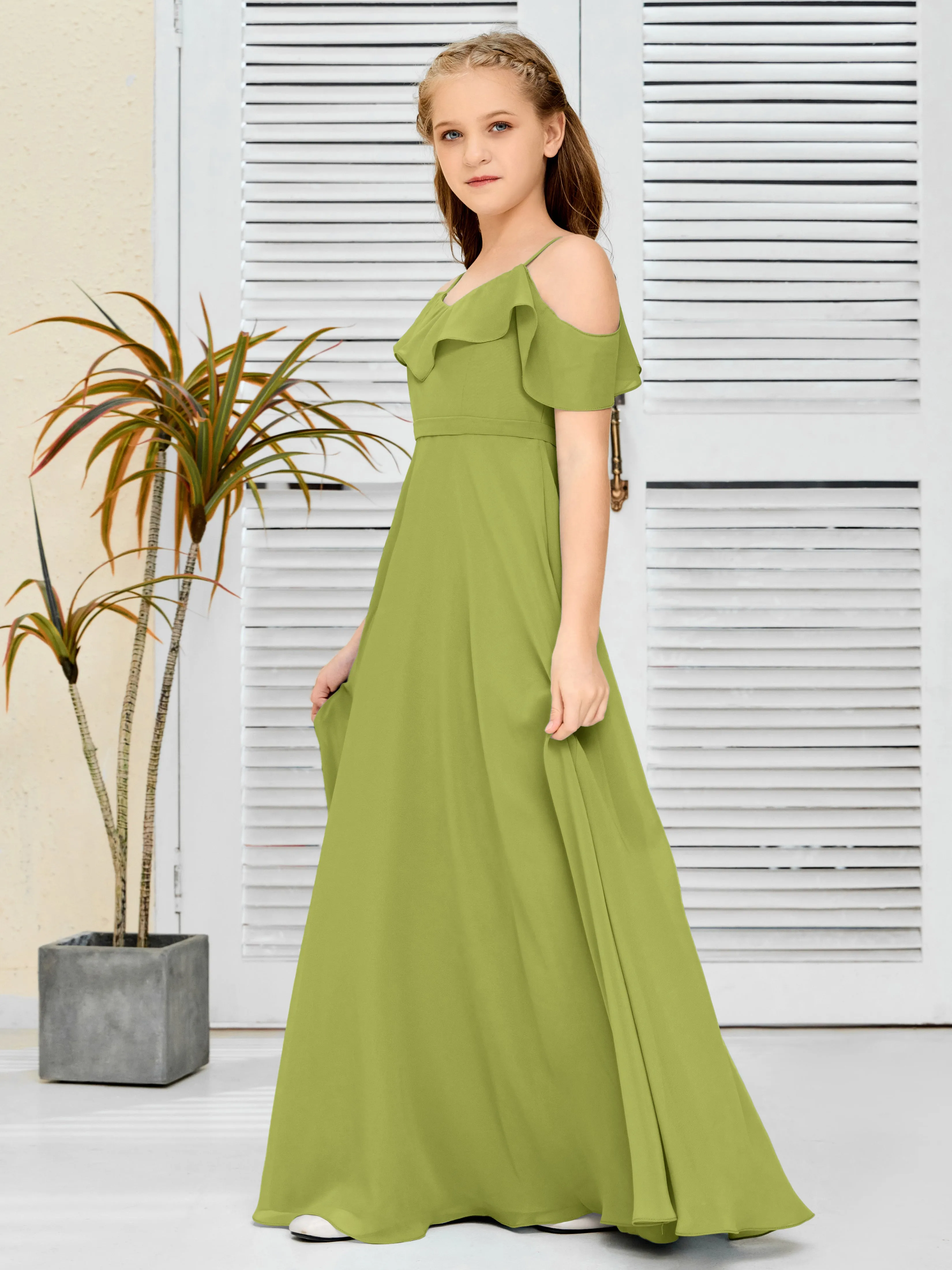 Refined Chiffon Junior Bridesmaid Dress With Wavy Neckline