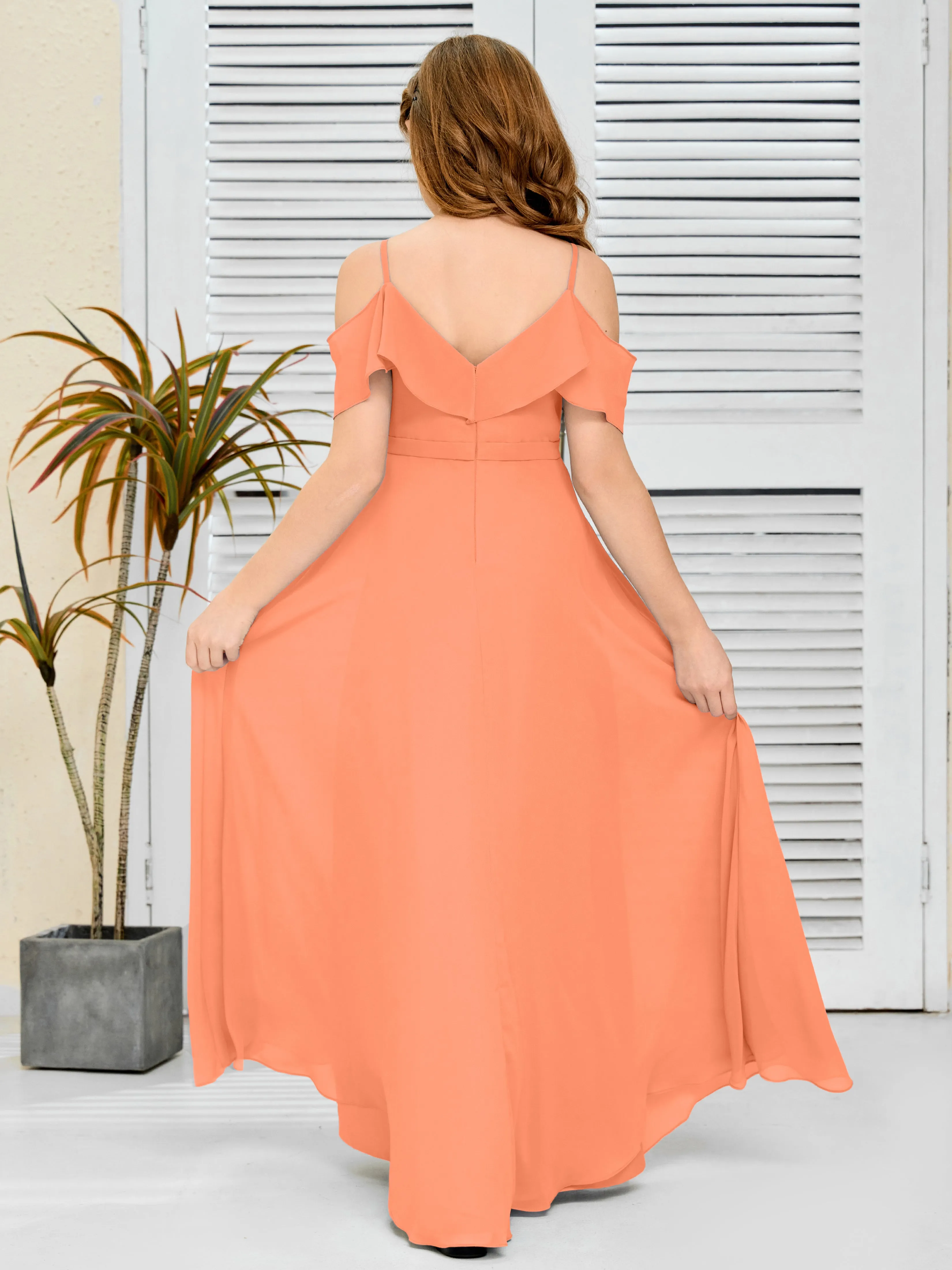 Refined Chiffon Junior Bridesmaid Dress With Wavy Neckline