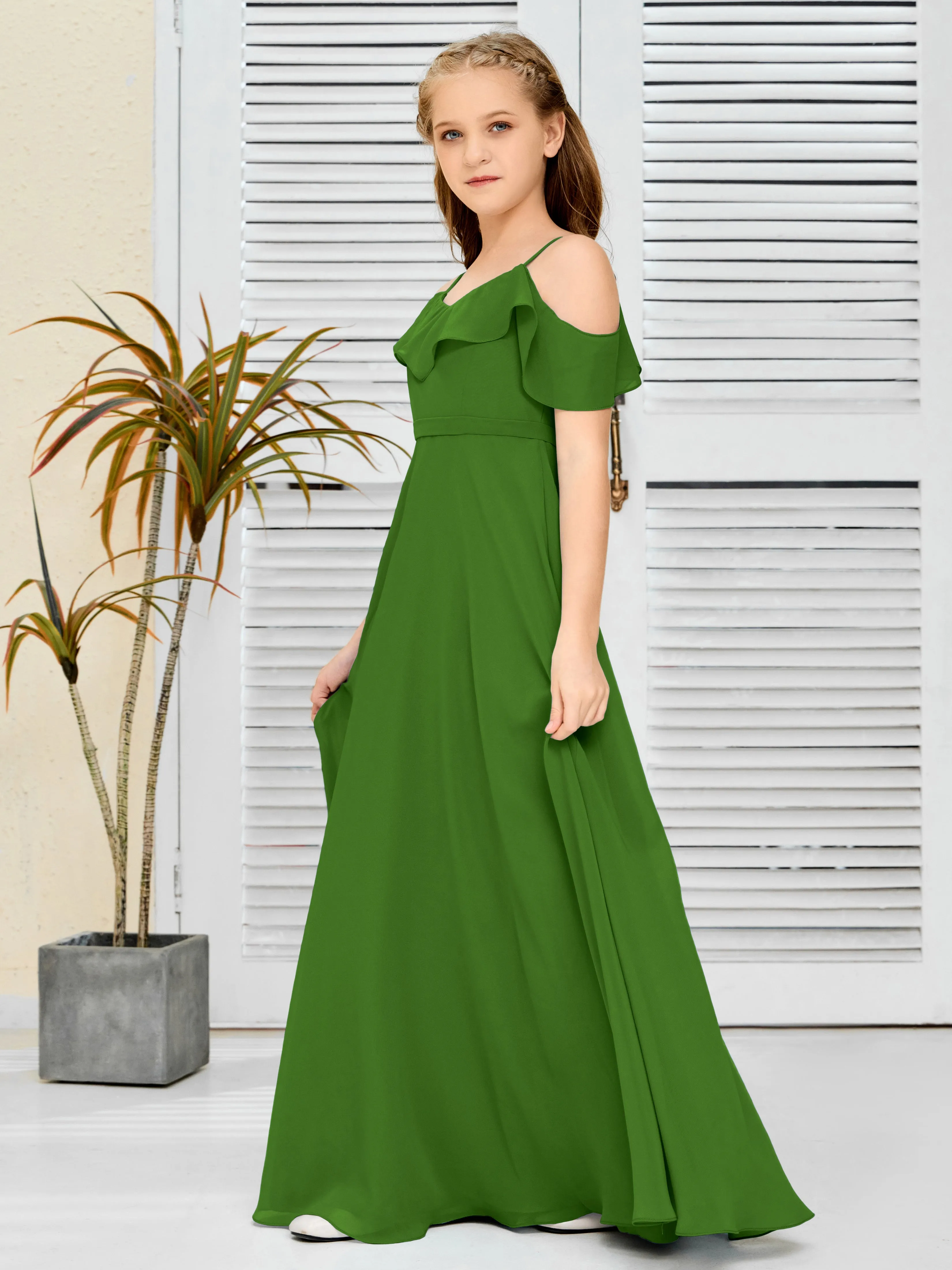 Refined Chiffon Junior Bridesmaid Dress With Wavy Neckline