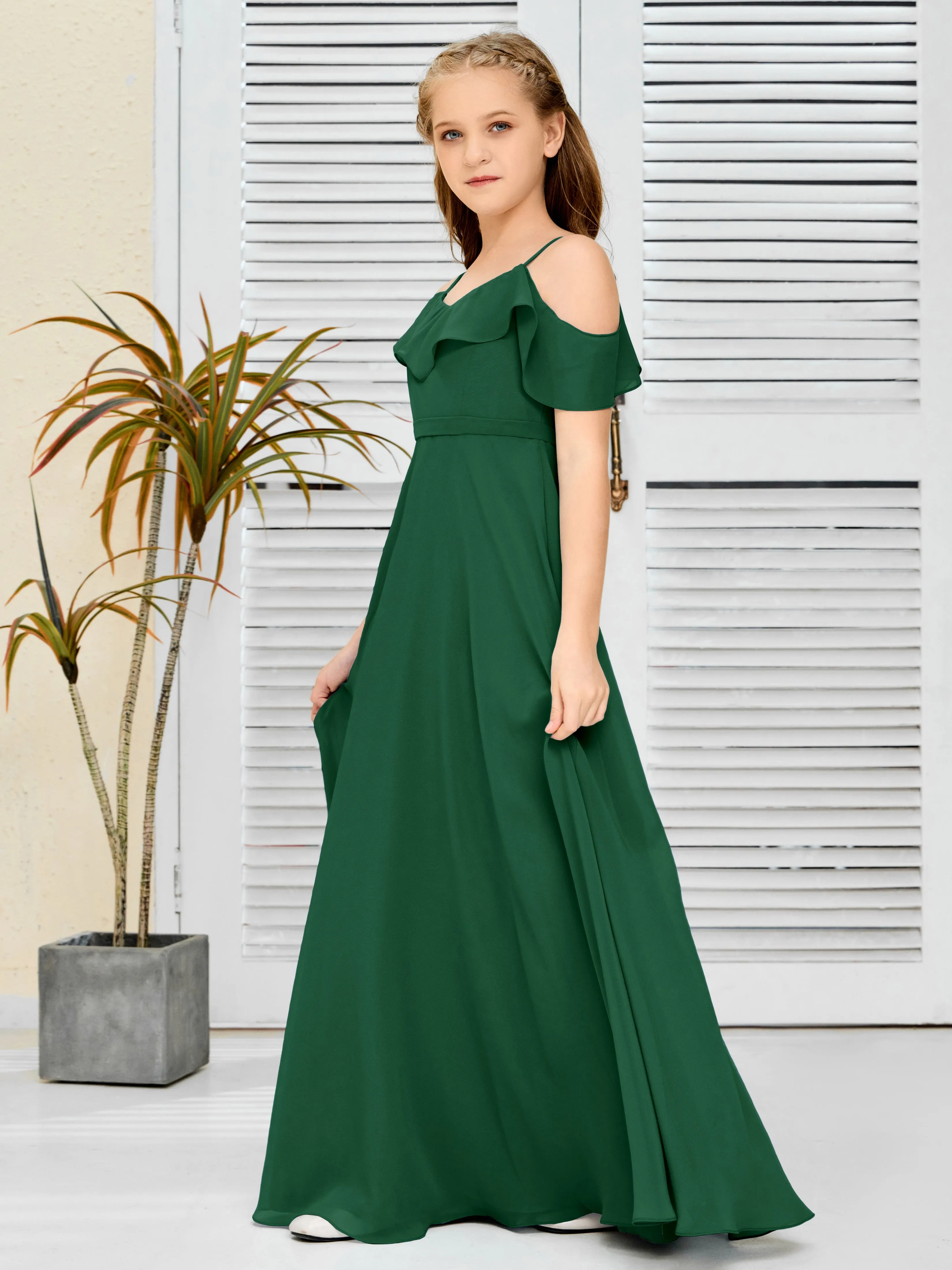Refined Chiffon Junior Bridesmaid Dress With Wavy Neckline