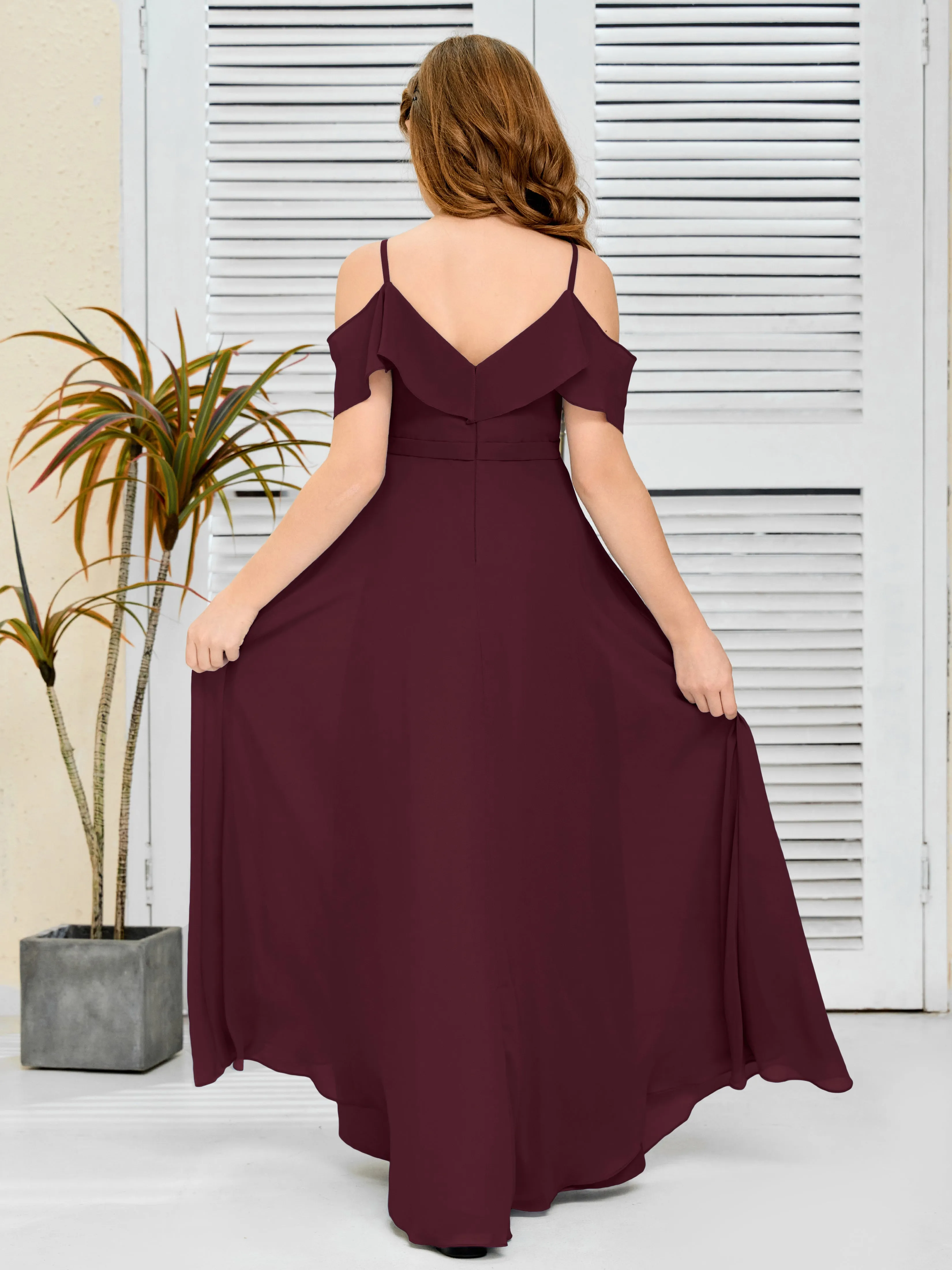 Refined Chiffon Junior Bridesmaid Dress With Wavy Neckline