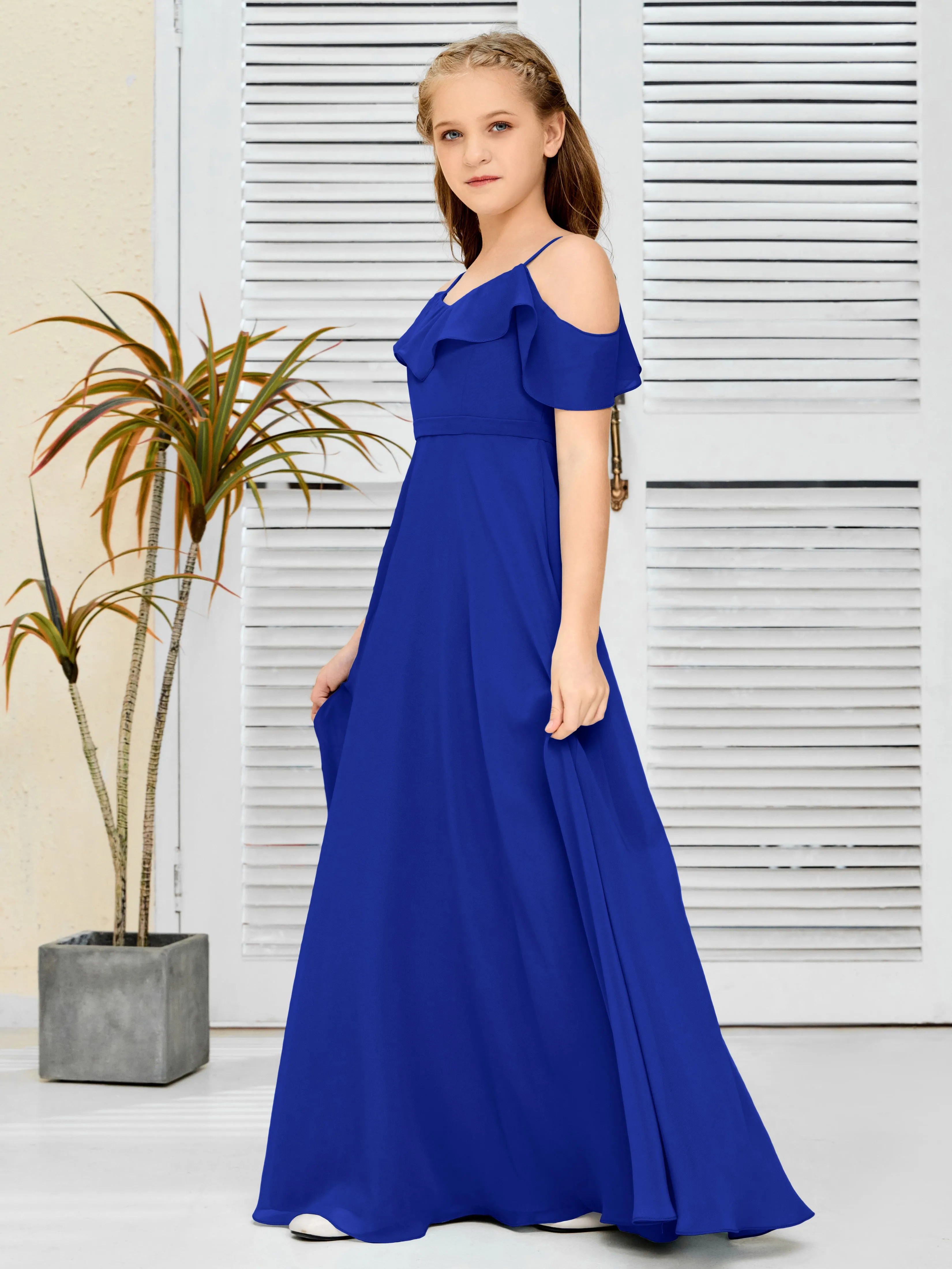 Refined Chiffon Junior Bridesmaid Dress With Wavy Neckline