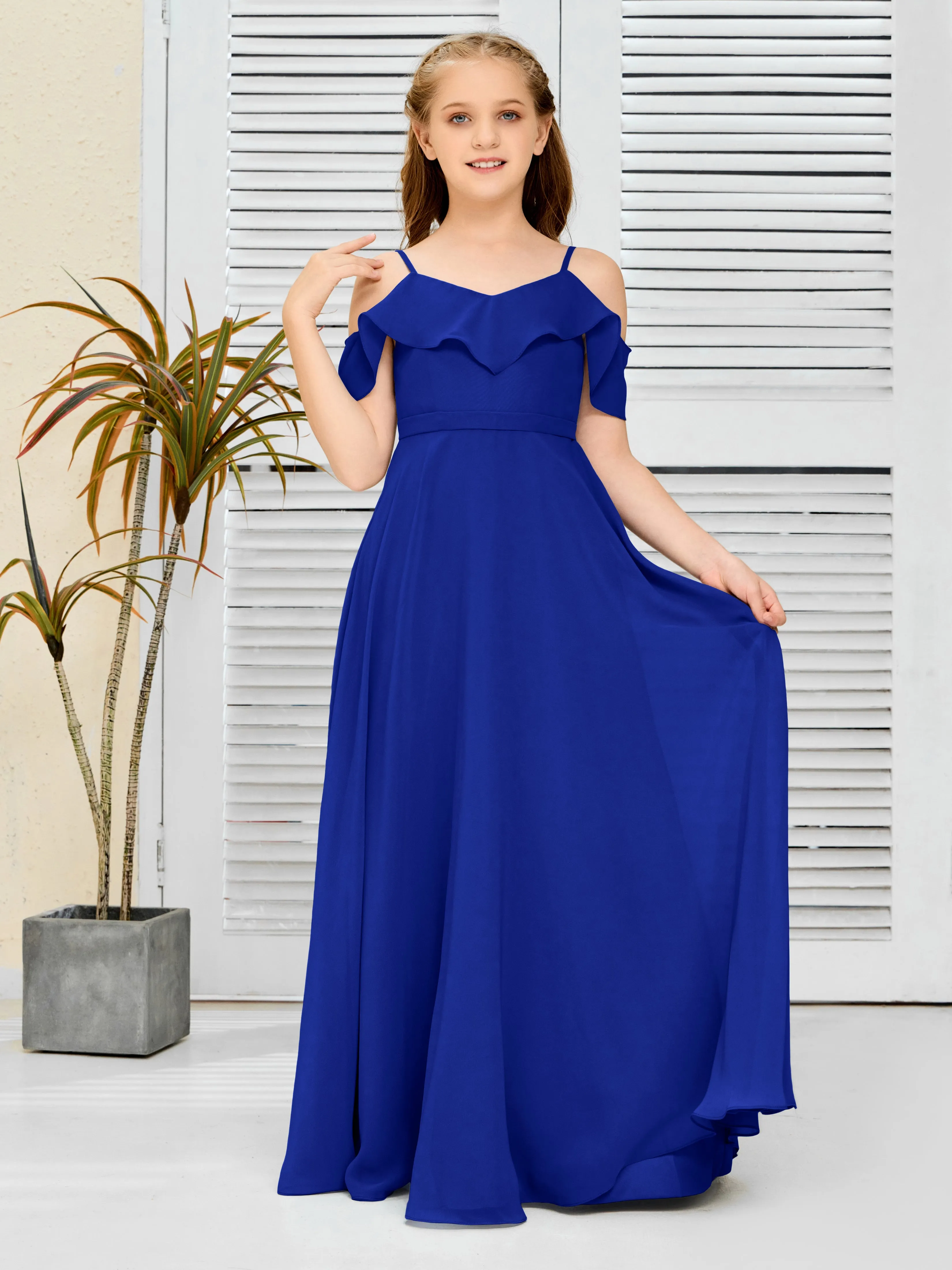 Refined Chiffon Junior Bridesmaid Dress With Wavy Neckline