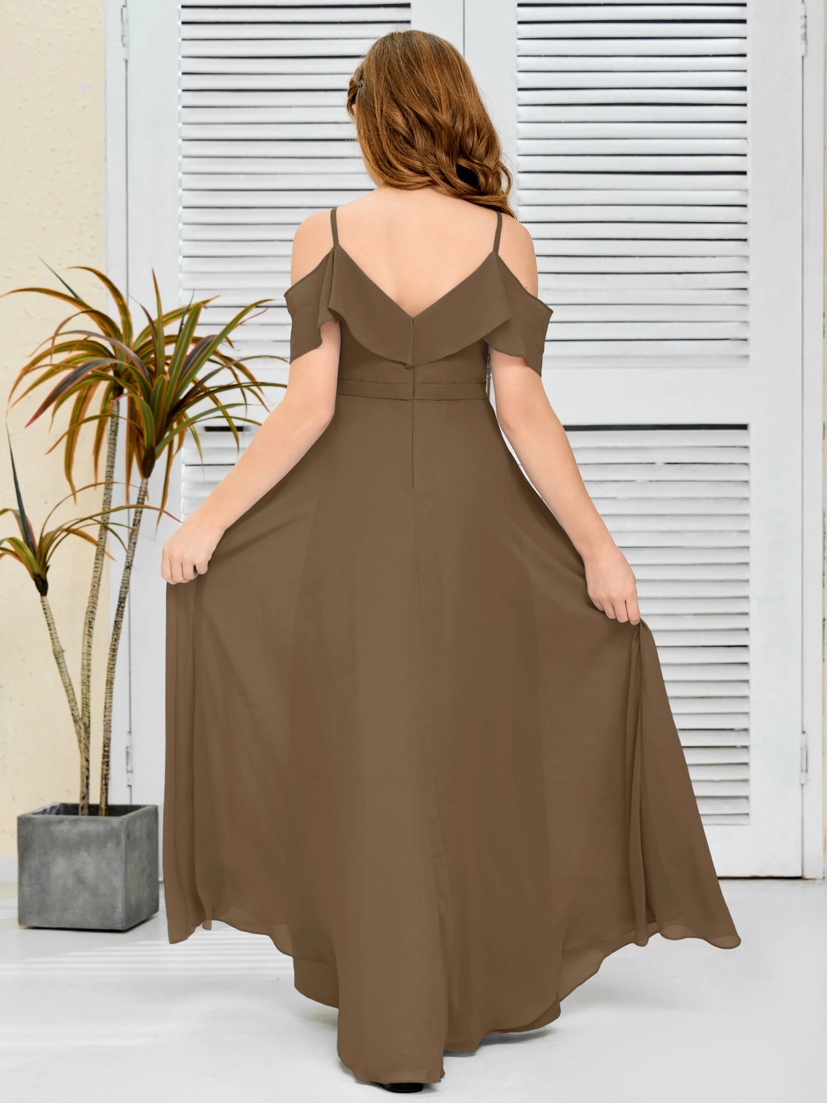 Refined Chiffon Junior Bridesmaid Dress With Wavy Neckline