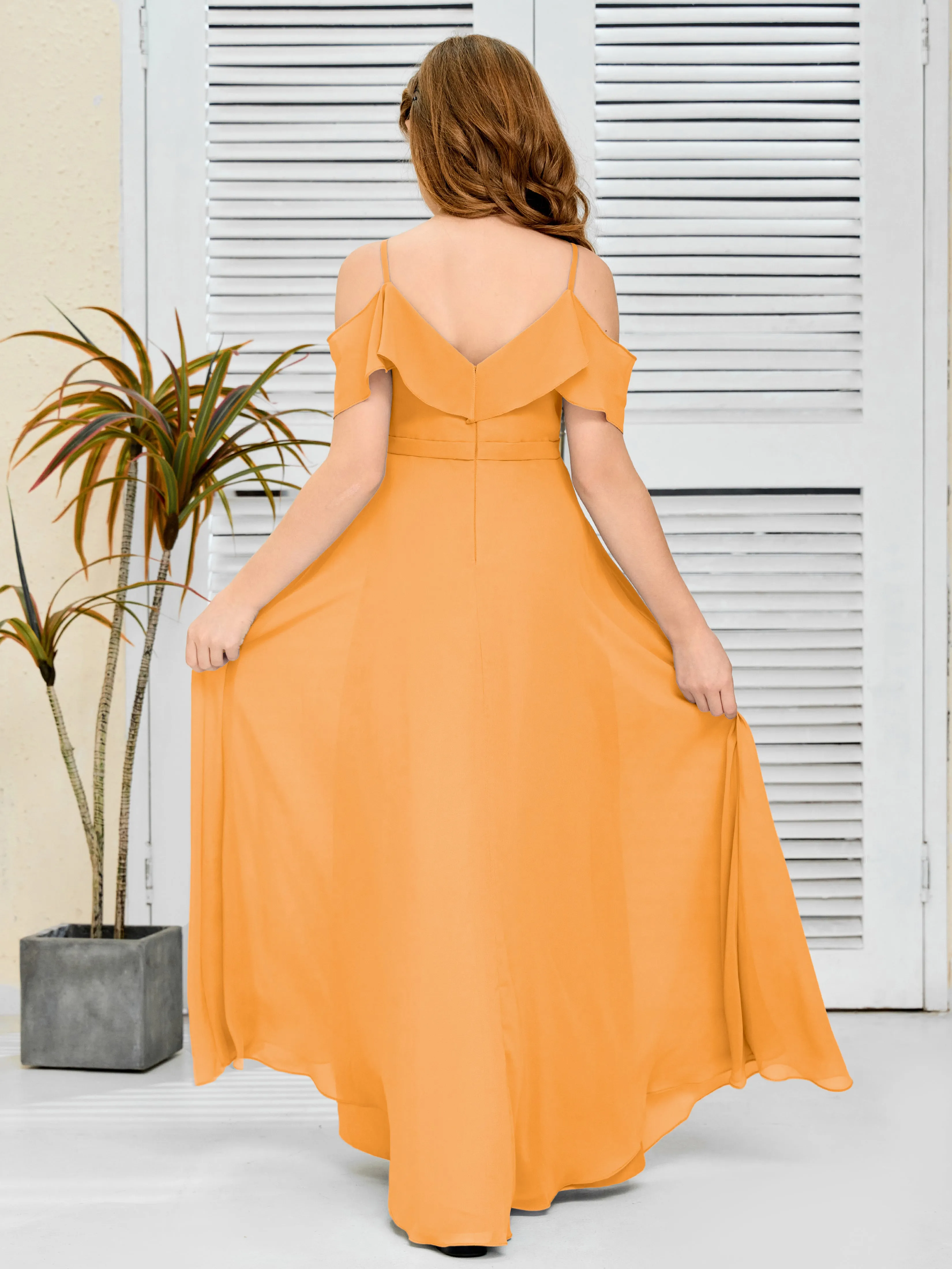 Refined Chiffon Junior Bridesmaid Dress With Wavy Neckline