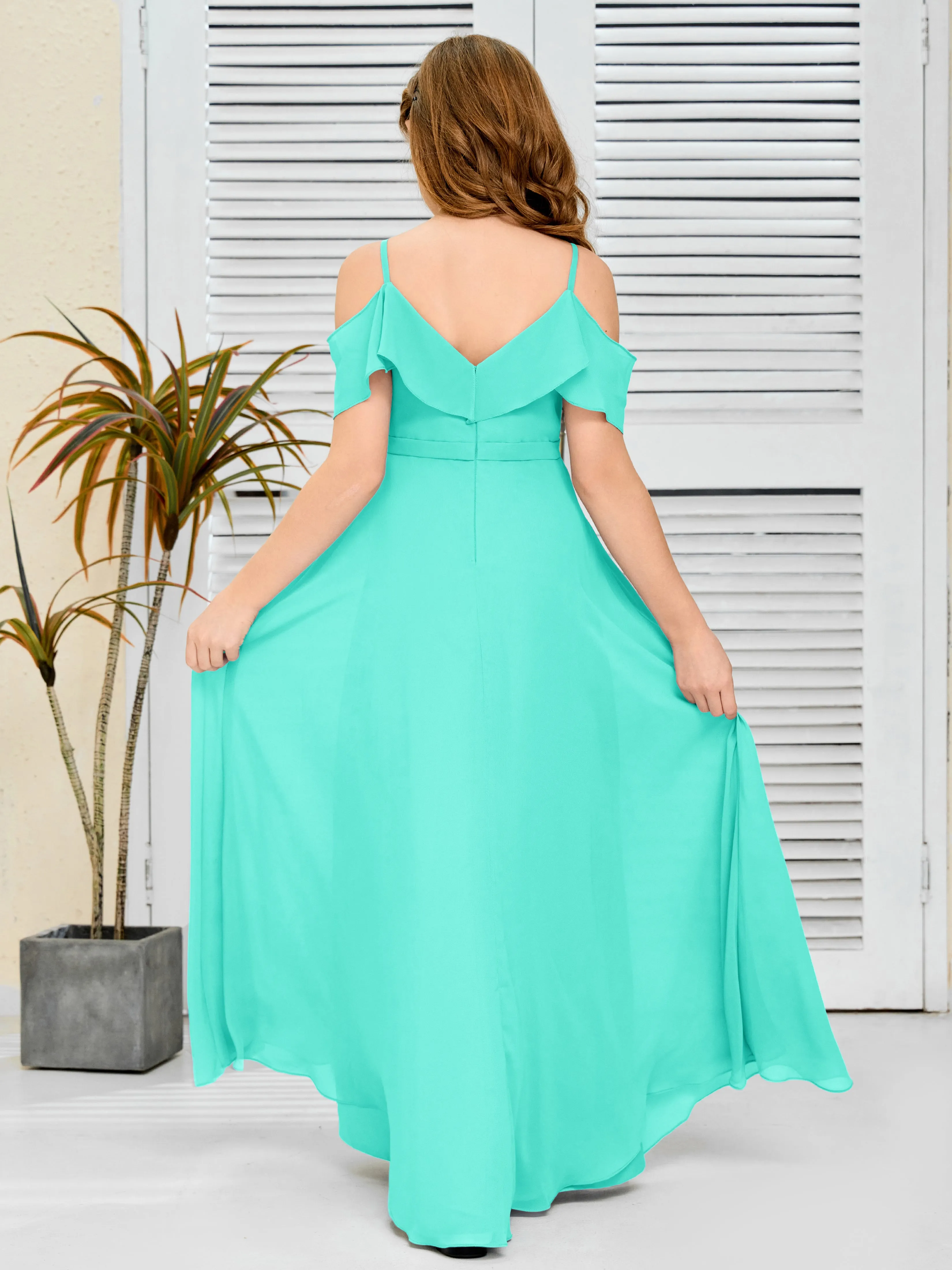 Refined Chiffon Junior Bridesmaid Dress With Wavy Neckline
