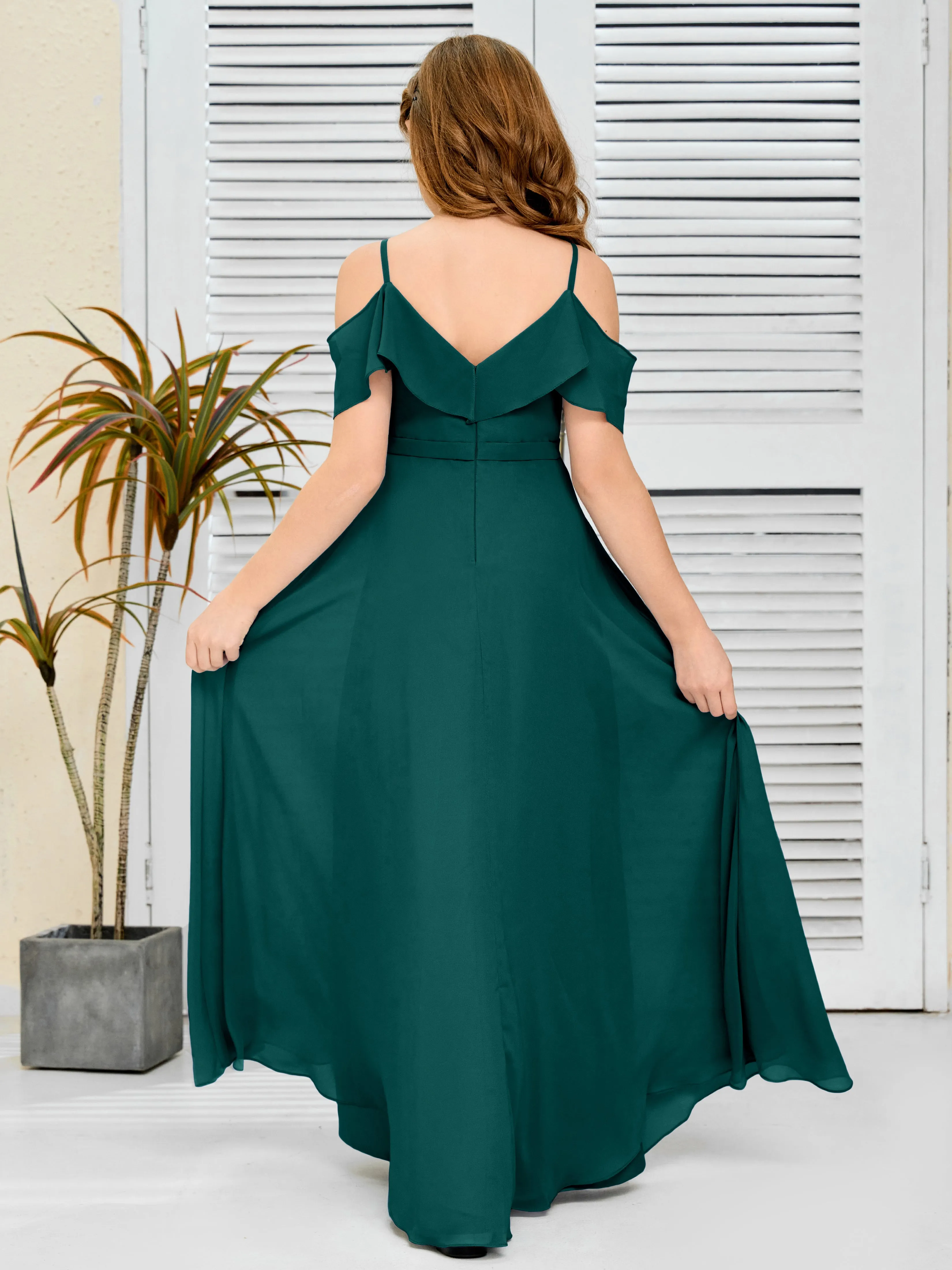 Refined Chiffon Junior Bridesmaid Dress With Wavy Neckline