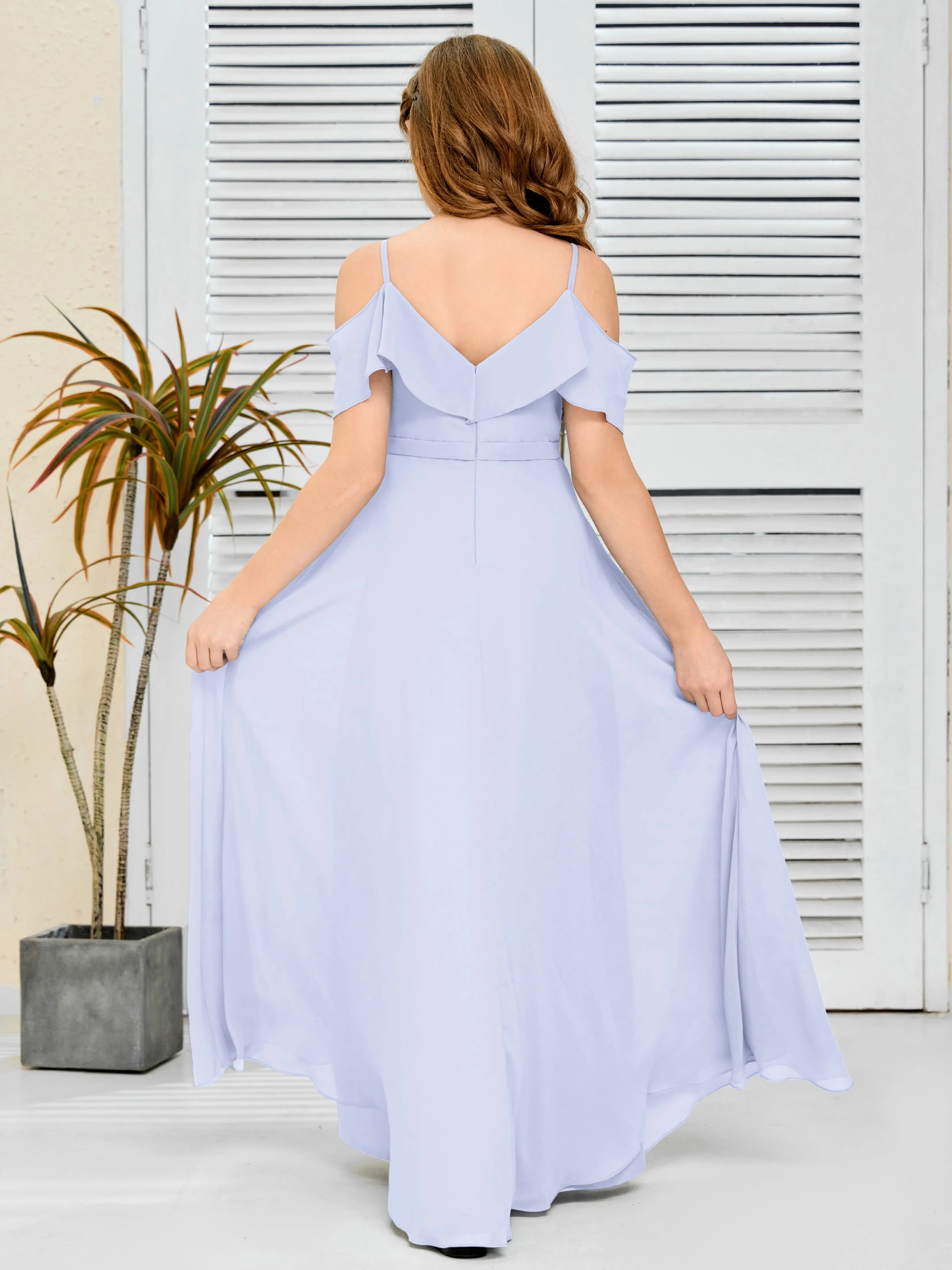 Refined Chiffon Junior Bridesmaid Dress With Wavy Neckline