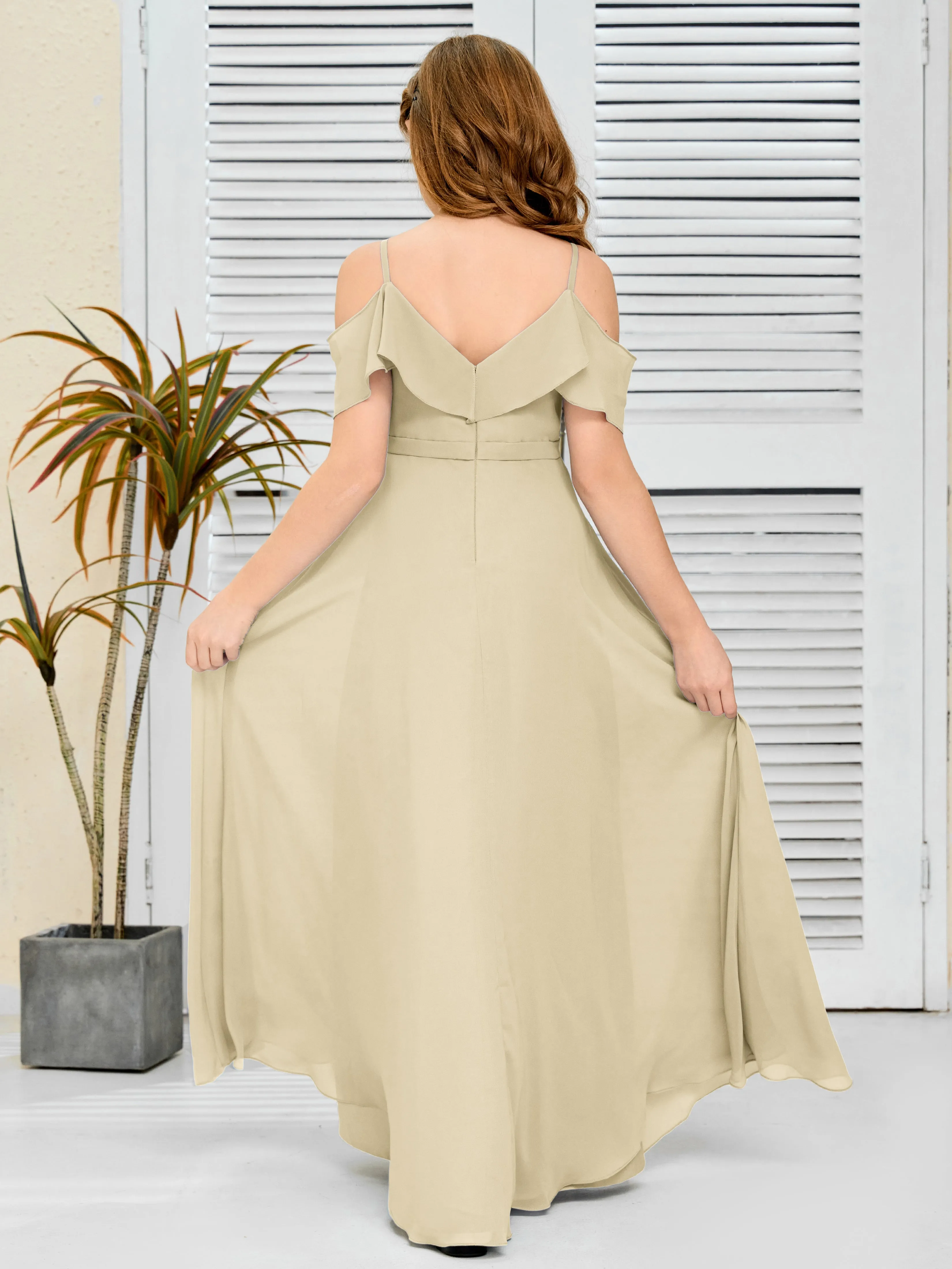 Refined Chiffon Junior Bridesmaid Dress With Wavy Neckline