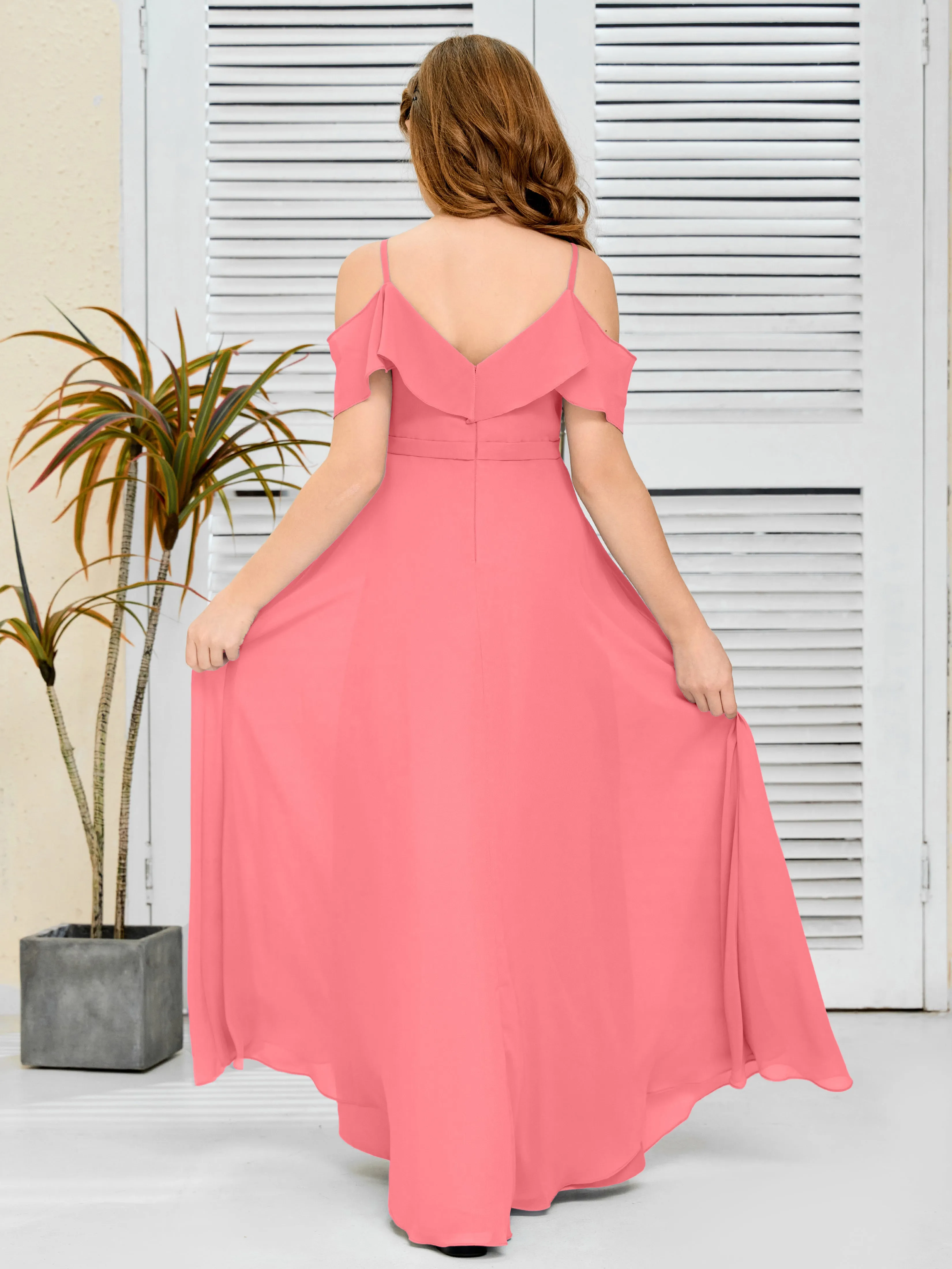 Refined Chiffon Junior Bridesmaid Dress With Wavy Neckline