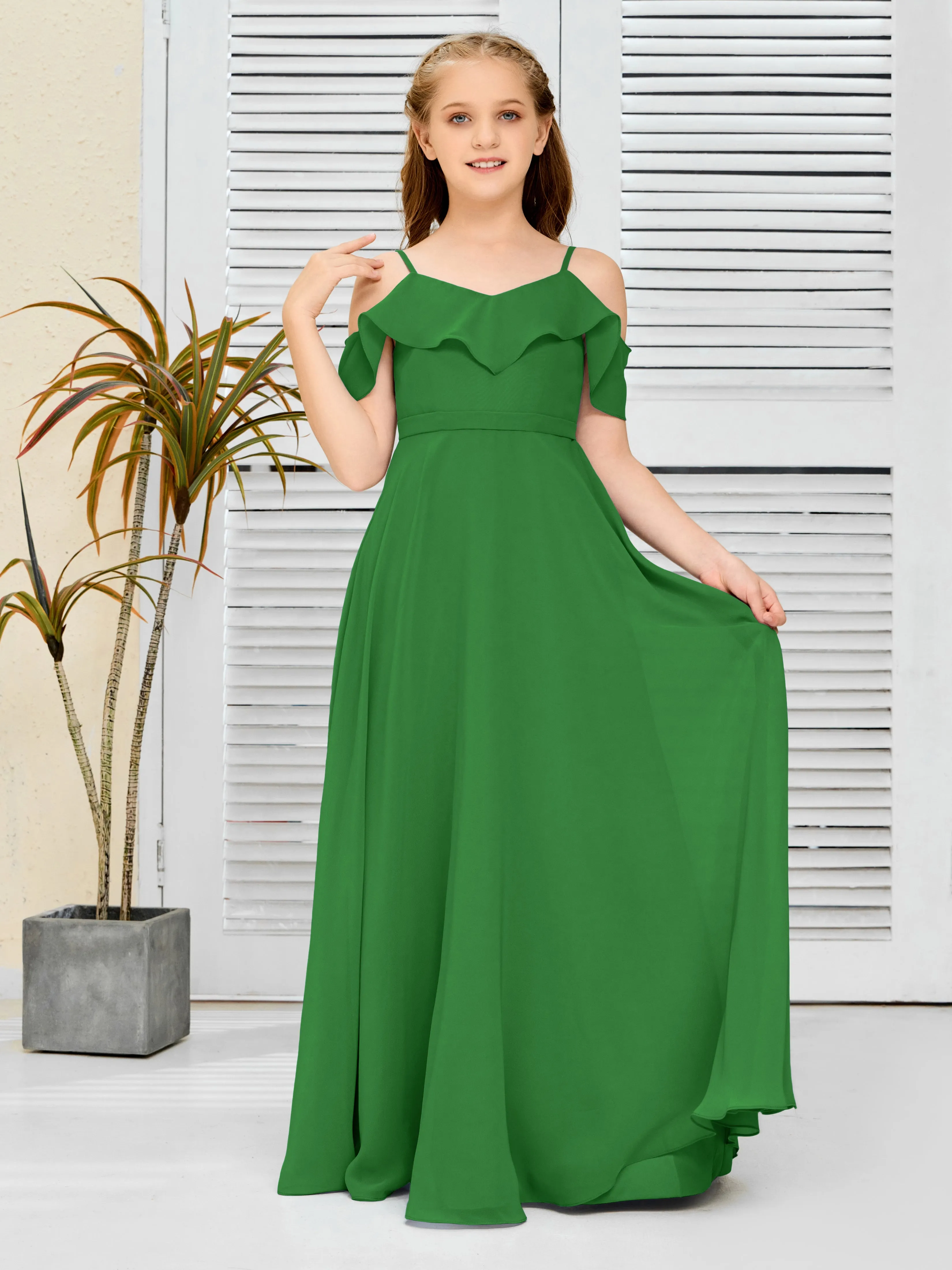 Refined Chiffon Junior Bridesmaid Dress With Wavy Neckline