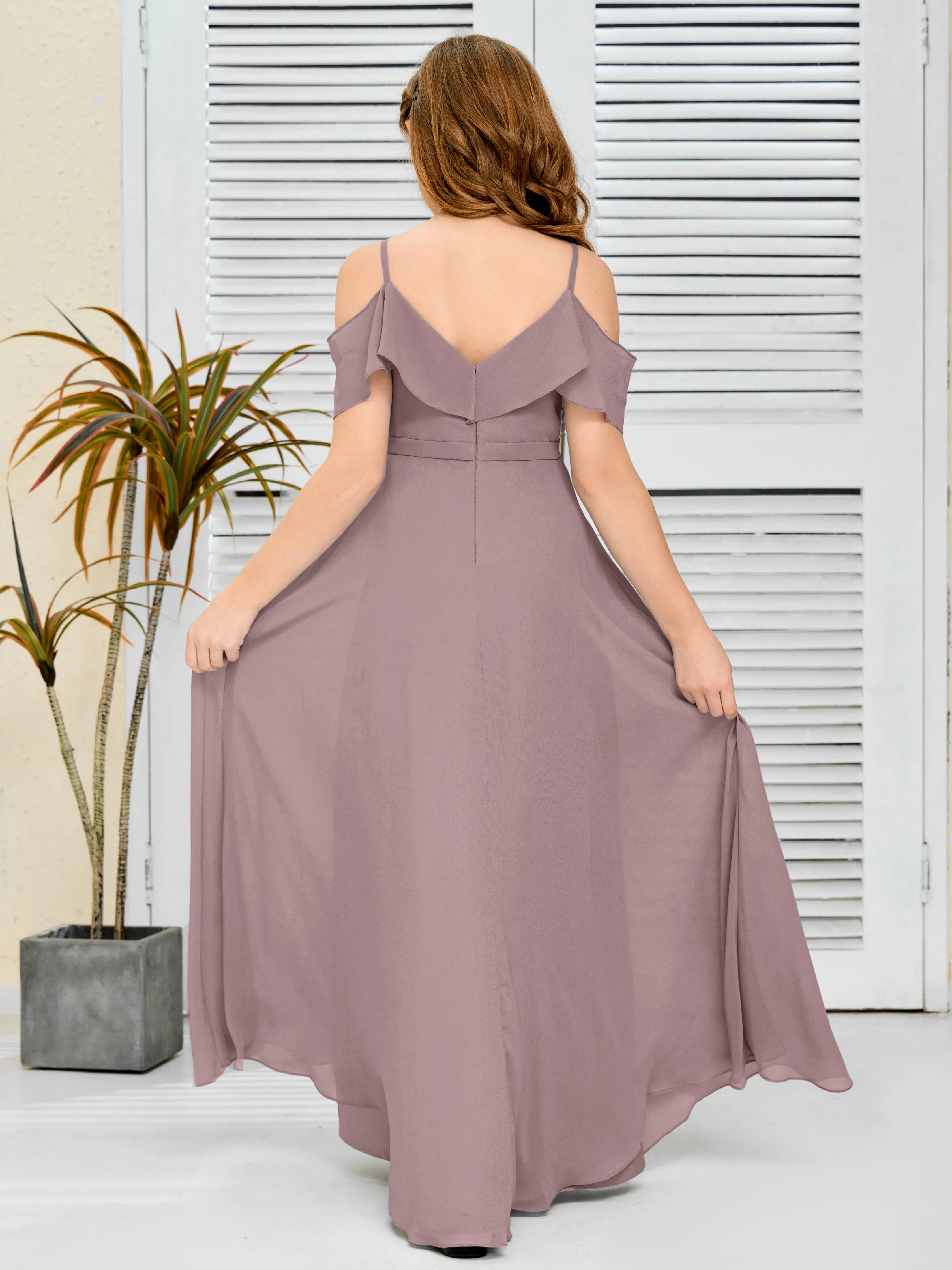 Refined Chiffon Junior Bridesmaid Dress With Wavy Neckline