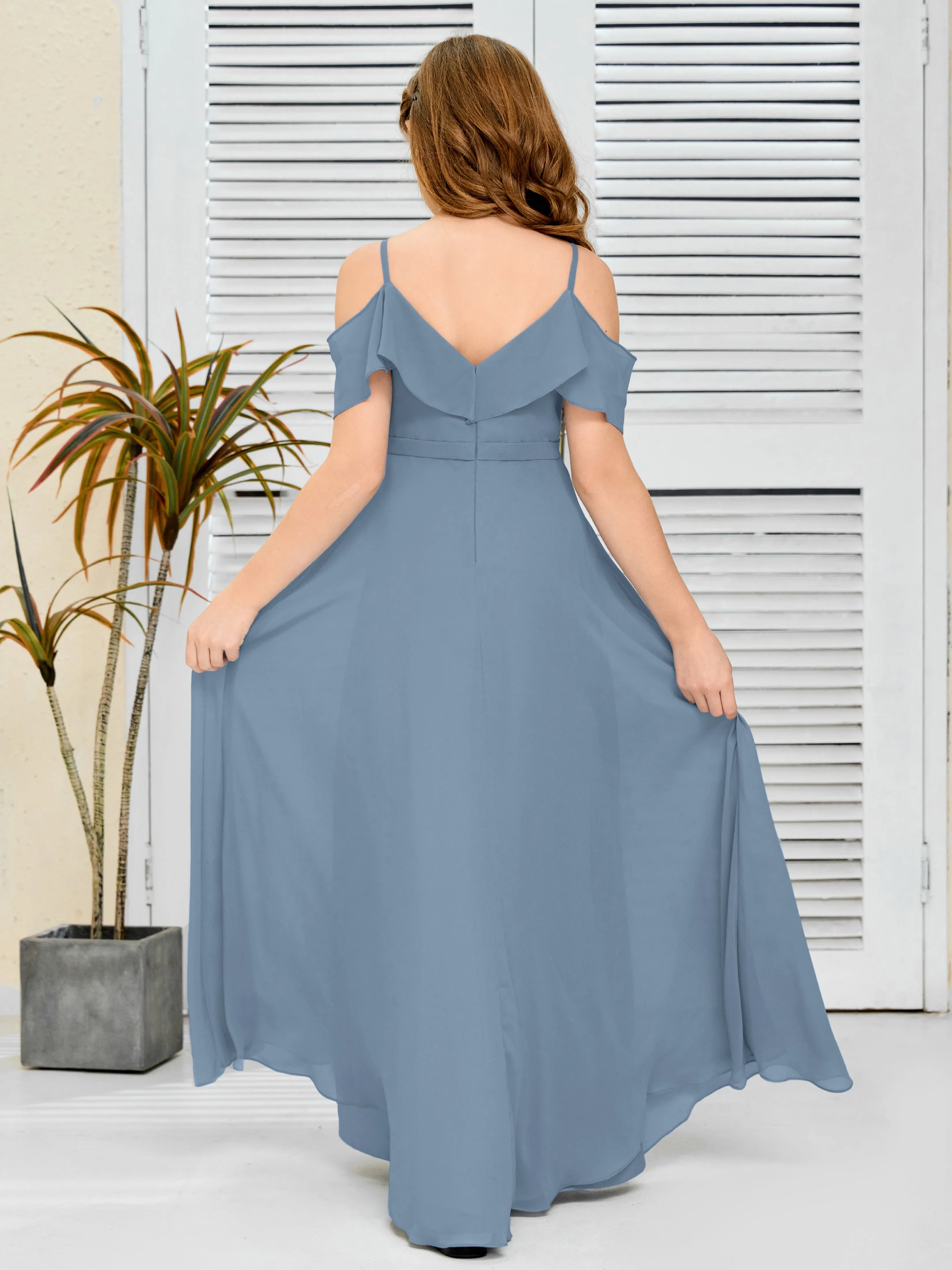 Refined Chiffon Junior Bridesmaid Dress With Wavy Neckline