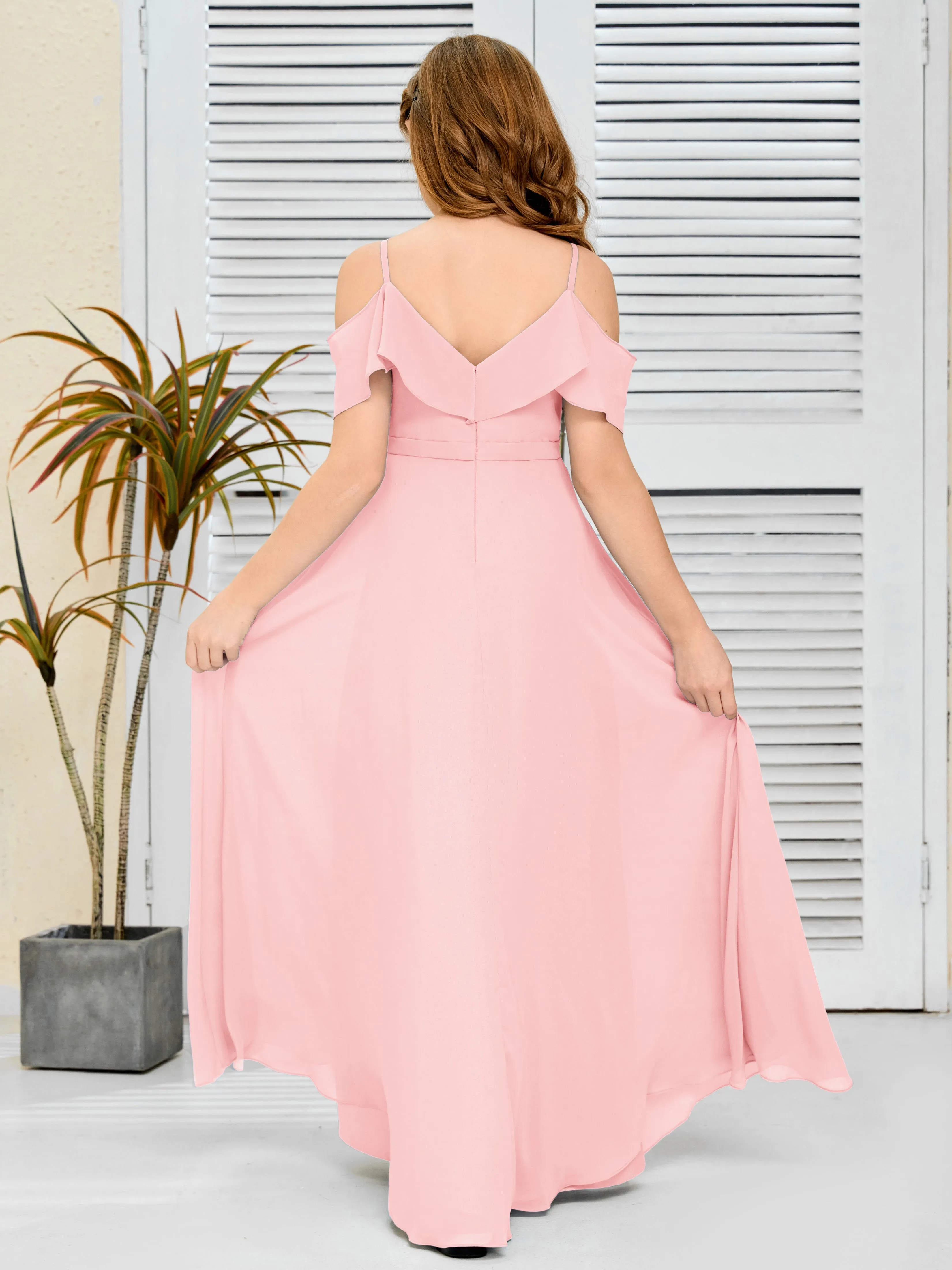 Refined Chiffon Junior Bridesmaid Dress With Wavy Neckline