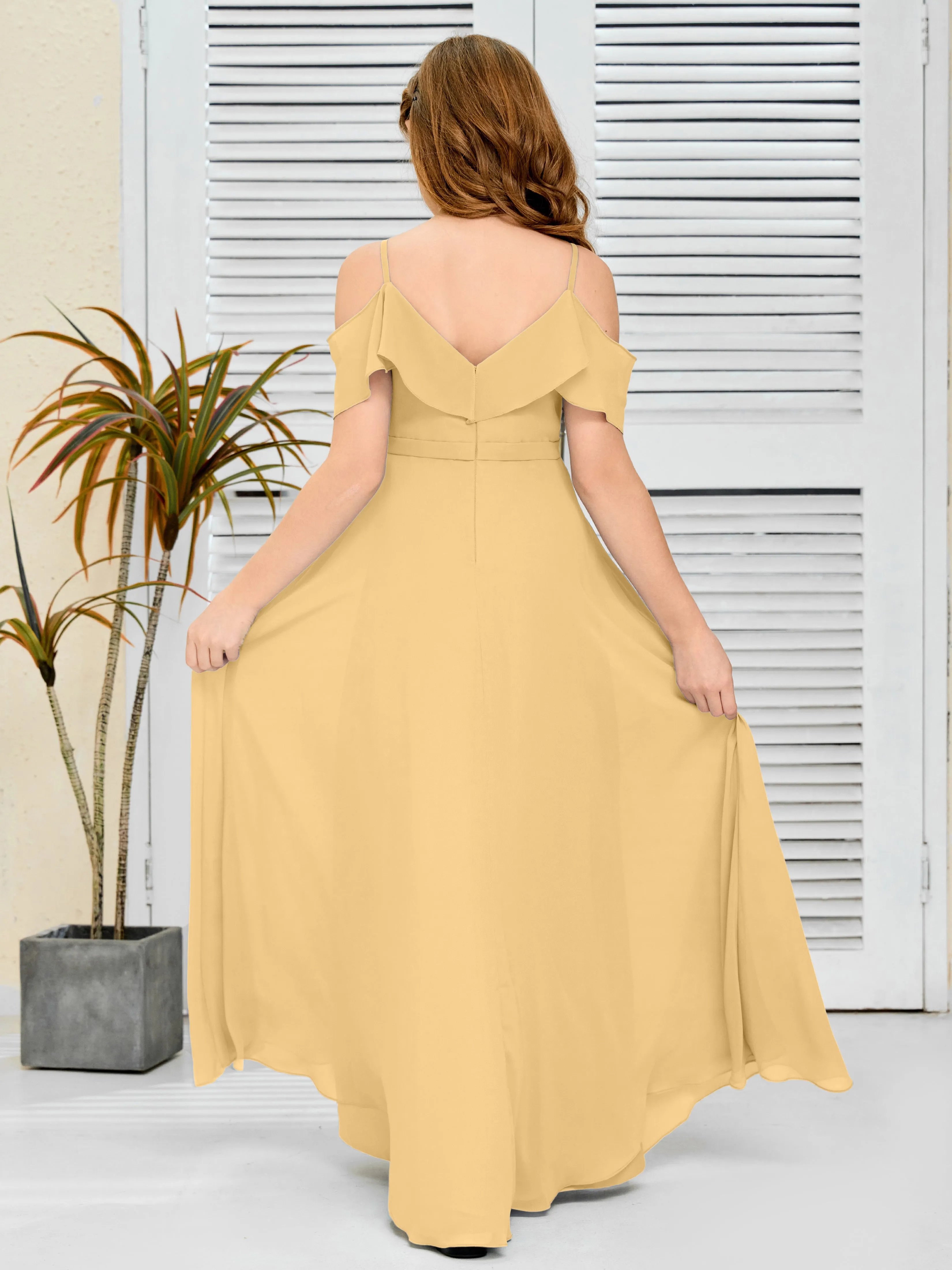 Refined Chiffon Junior Bridesmaid Dress With Wavy Neckline
