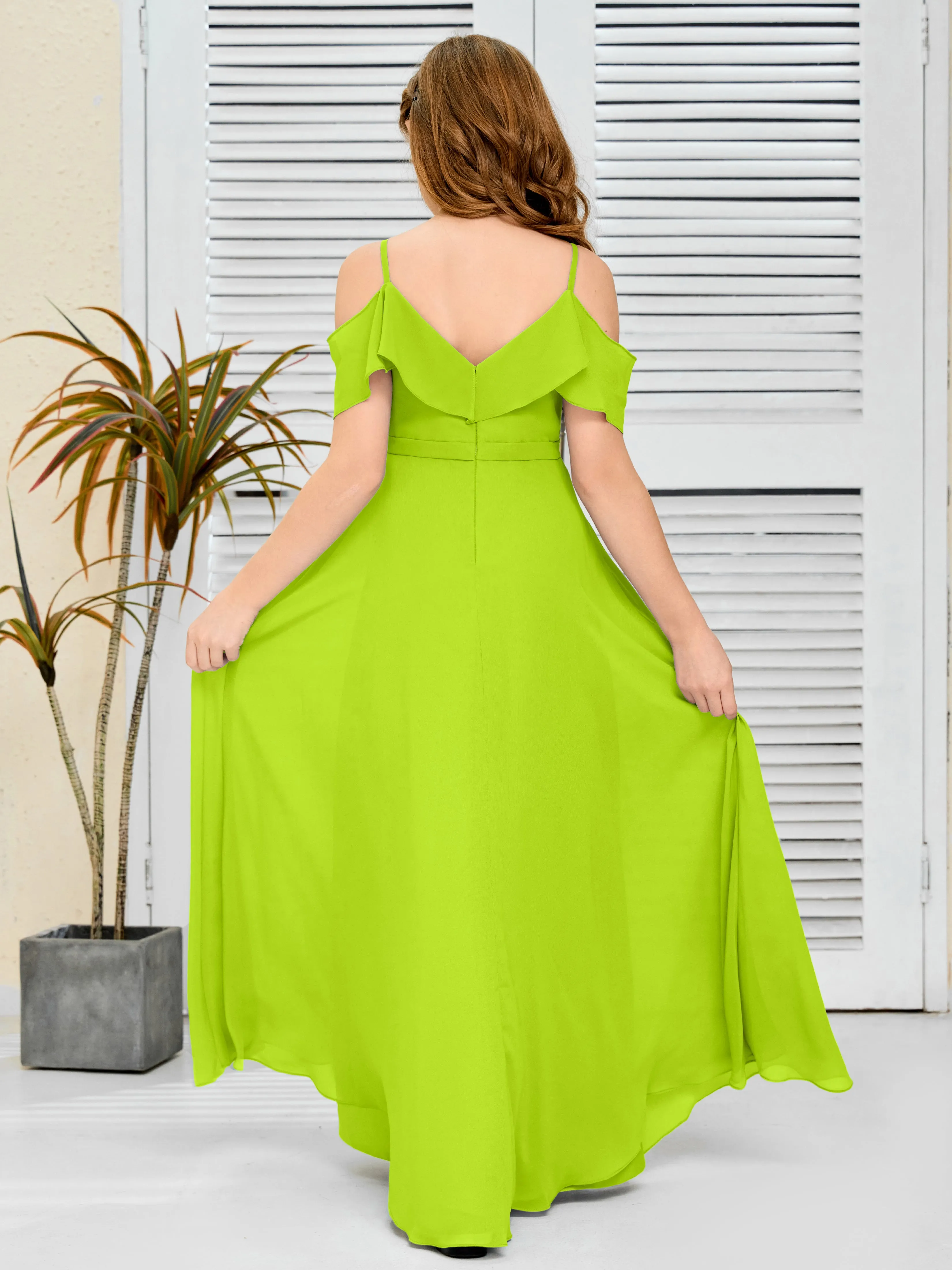 Refined Chiffon Junior Bridesmaid Dress With Wavy Neckline