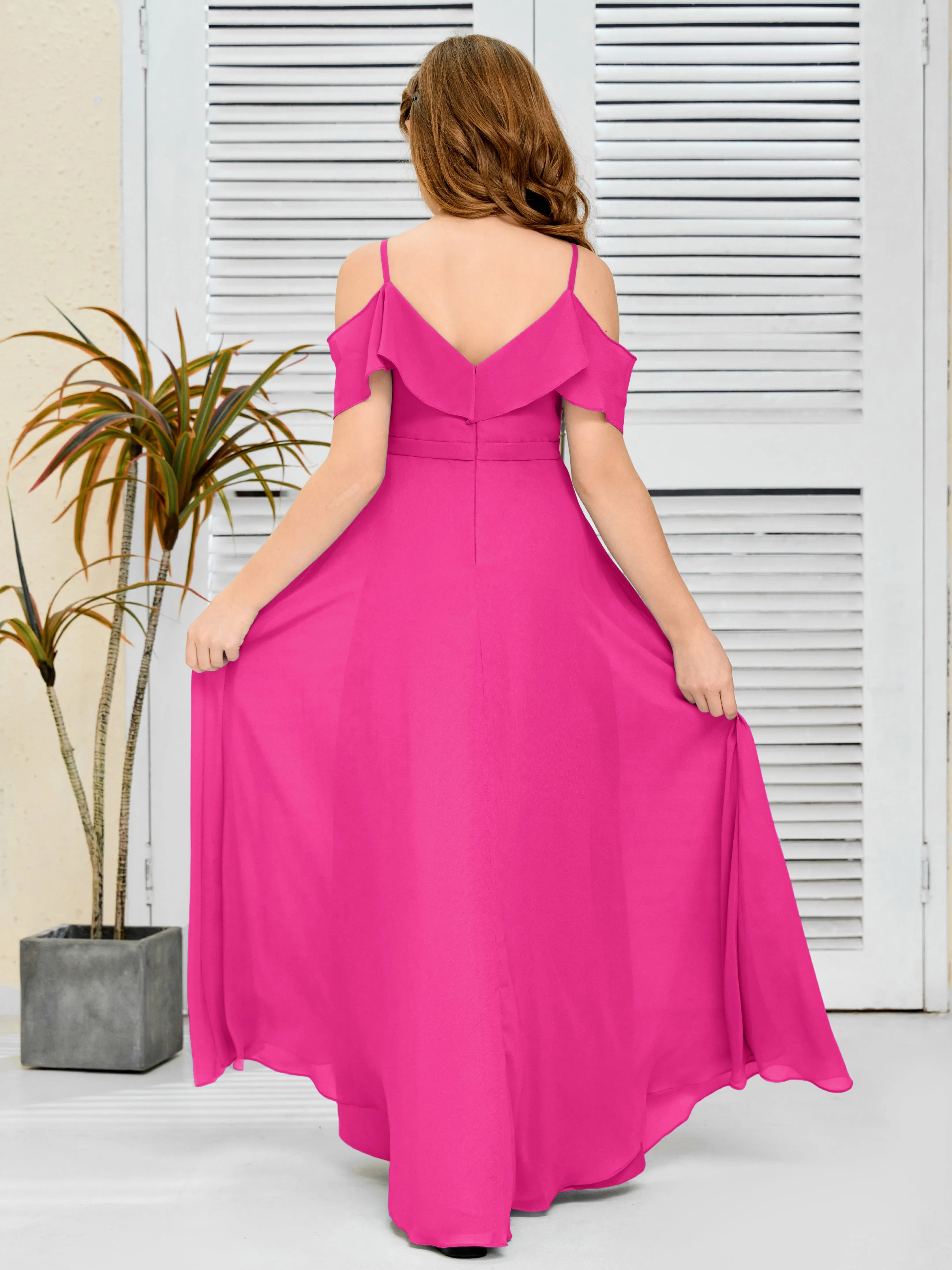 Refined Chiffon Junior Bridesmaid Dress With Wavy Neckline