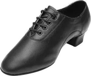 Shoes Boys Modern Dance Shoes Prom Ballroom Latin Dance Shoes Solid Color Lace Up Leather Boys Rain Boots (Black, 29)