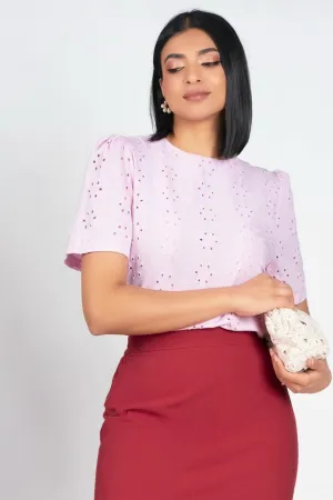Short Sleeve Eyelet Top