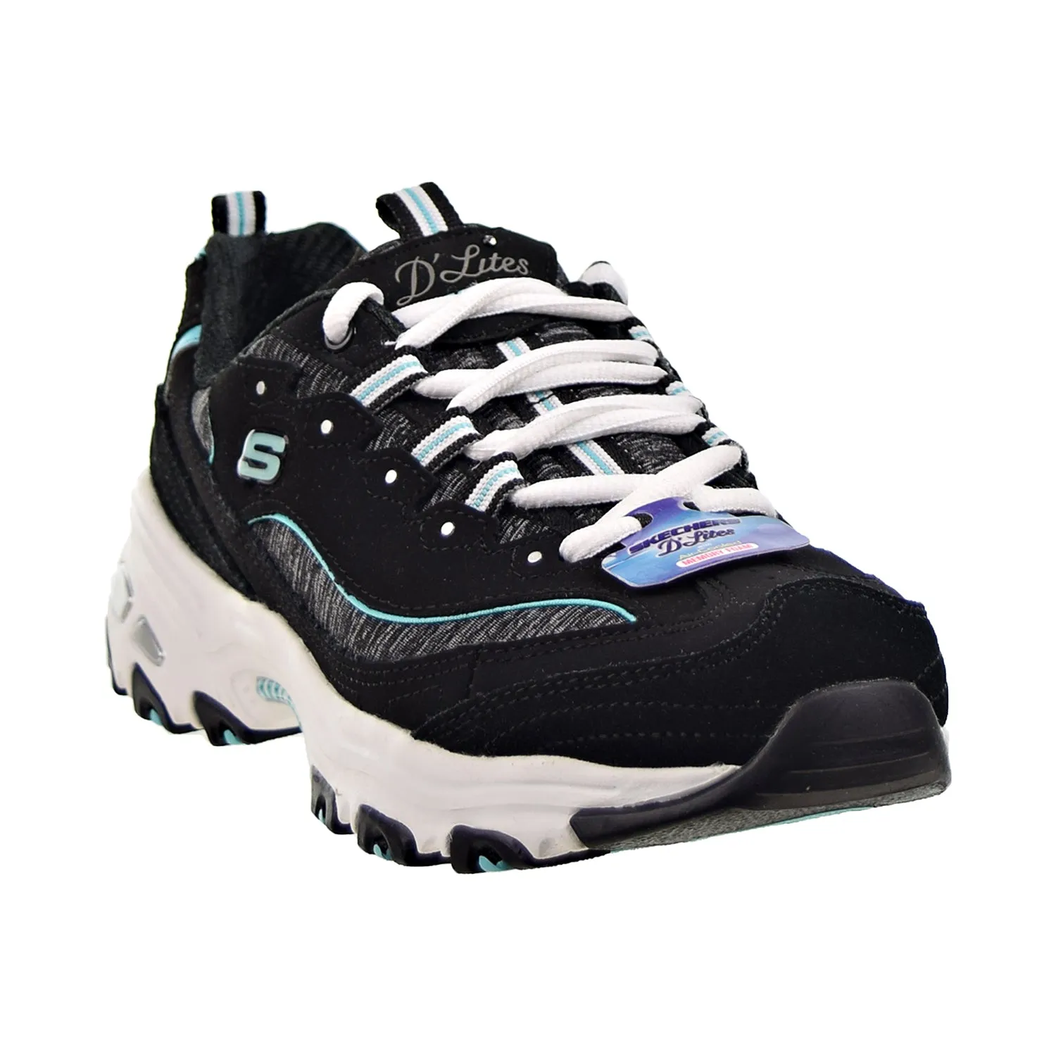 Skechers D'Lites Me Time Women's Shoes Black-Turquoise