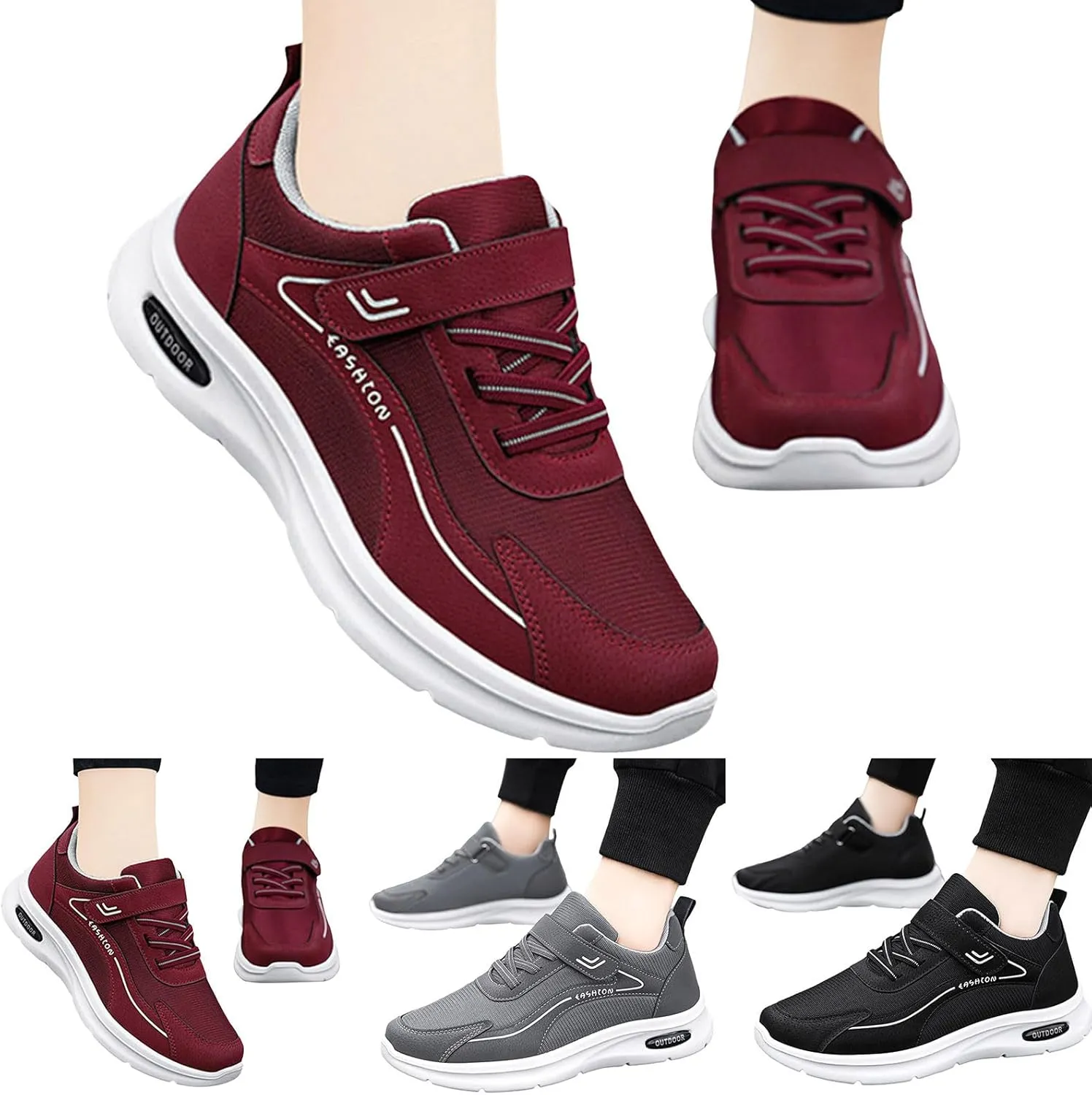 Slip on Walking Shoes Women Comfy Knitted Non Slip Running Shoes Wide Width Breathable Mesh Sports Workout Tennis Shoes Fashion Lace Up Sneakers
