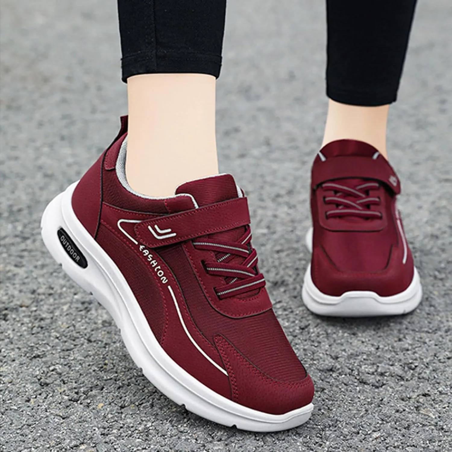 Slip on Walking Shoes Women Comfy Knitted Non Slip Running Shoes Wide Width Breathable Mesh Sports Workout Tennis Shoes Fashion Lace Up Sneakers