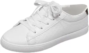 Slip on Walking Shoes Women Dressy PU Leather Non Slip Low Top Running Shoes Breathable Gym Workout Shoes Lightweight Fashion Sneakers