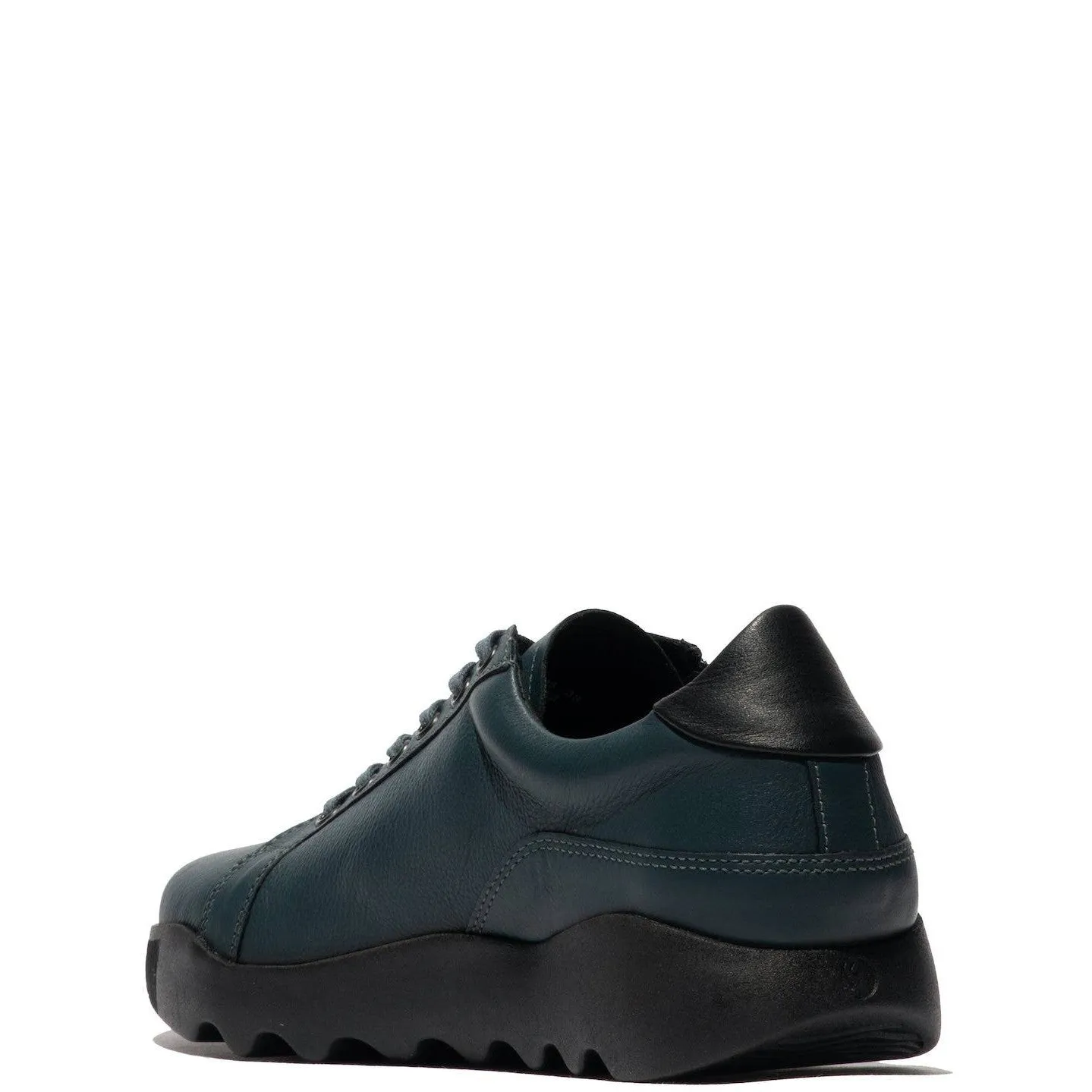 Softinos Whiz 719 Ladies Denim & Black Leather Zip & Lace Trainers