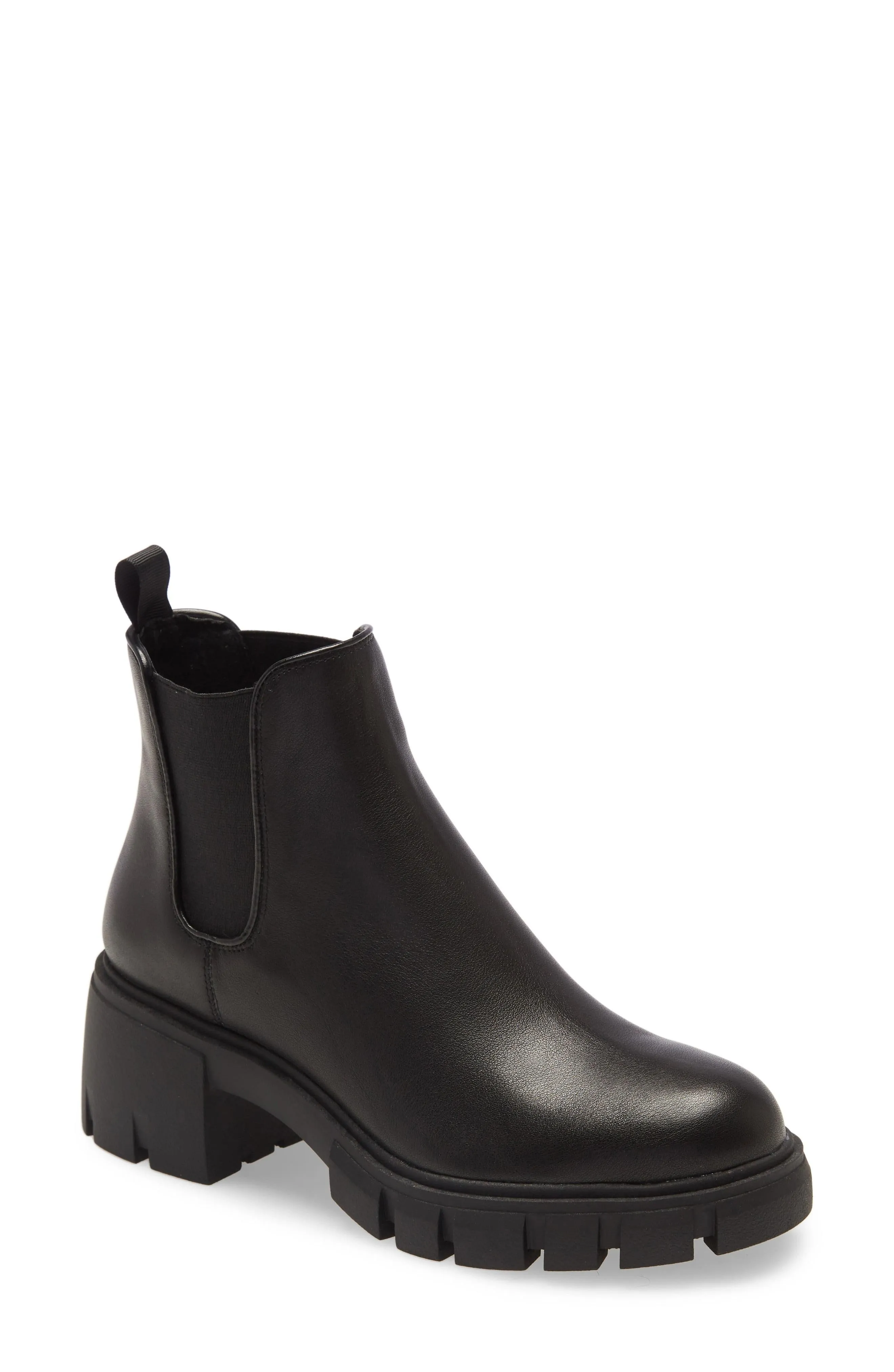 Steve Madden Women's Howler Block Heel Platform Ankle Boots Black Leather (8.5, BLACK)