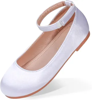 Toddler Flower Girl Dress Shoes  Soft Satin Little Girl Ballet Flats for Weddings, Parties & School  Comfortable & Elegant
