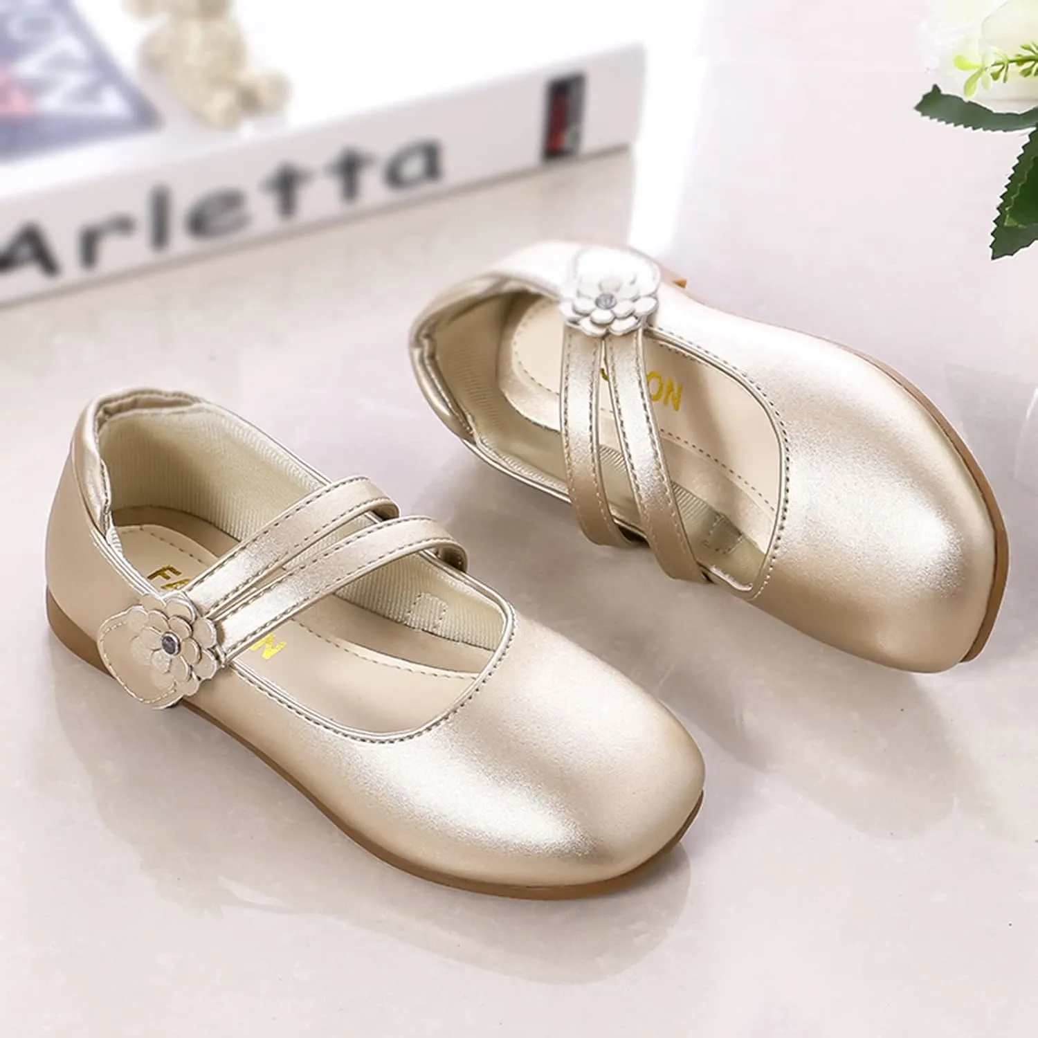 Toddler Girls Strap Dress Shoes Ballerina Flat Mary Jane Elegant Wedding Flower Slip on Sneaker Toddler Girl 6