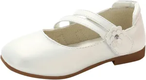 Toddler Girls Strap Dress Shoes Princess Ballerina Flat Mary Jane Elegant Wedding Flower Shoes for Baptism Prom