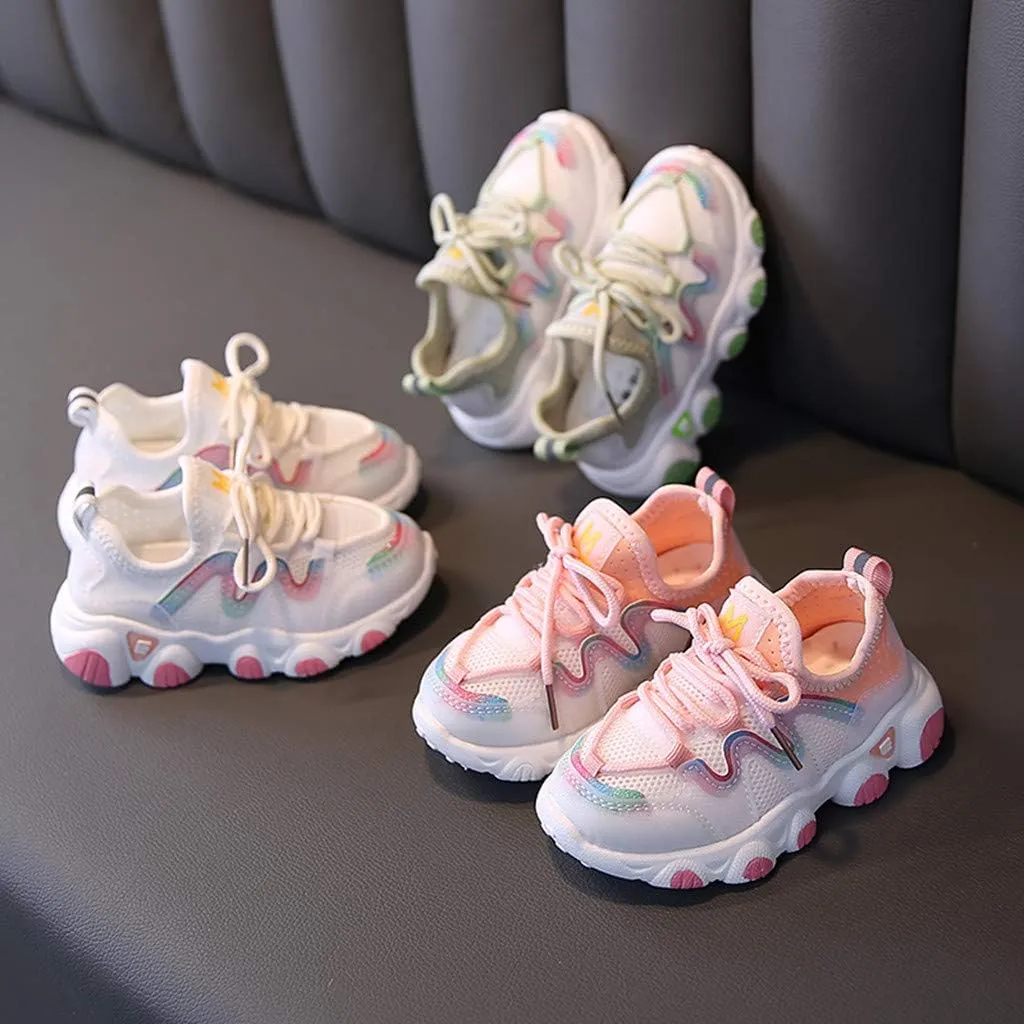 Toddler Kids Boys Girls Lightweight Breathable Sneakers Lace Up Athletic Tennis Shoes for Running Walking