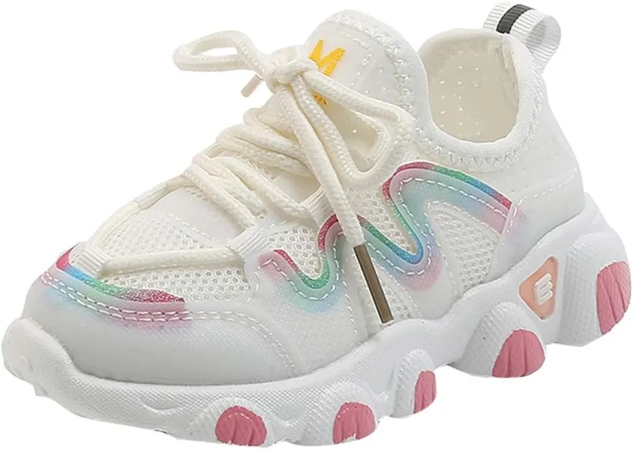 Toddler Kids Boys Girls Lightweight Breathable Sneakers Lace Up Athletic Tennis Shoes for Running Walking