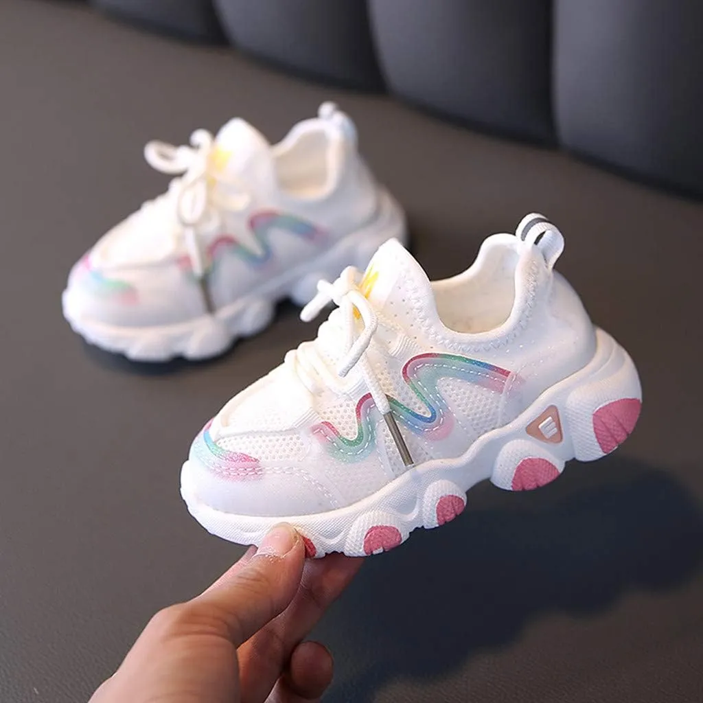 Toddler Kids Boys Girls Lightweight Breathable Sneakers Lace Up Athletic Tennis Shoes for Running Walking