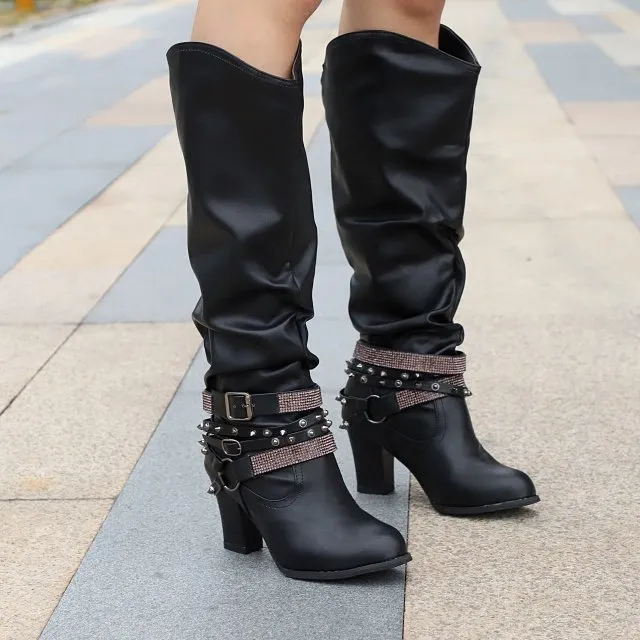 Trendy Square Heel Knee High Boots