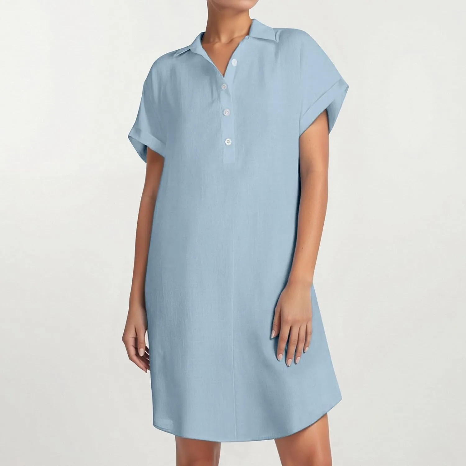 Tshirt Dresses for Women 2025 Summer Cute V-Neck Babydoll Dresses Beach Elegant Cap Sleeve Swing Mini Sundress
