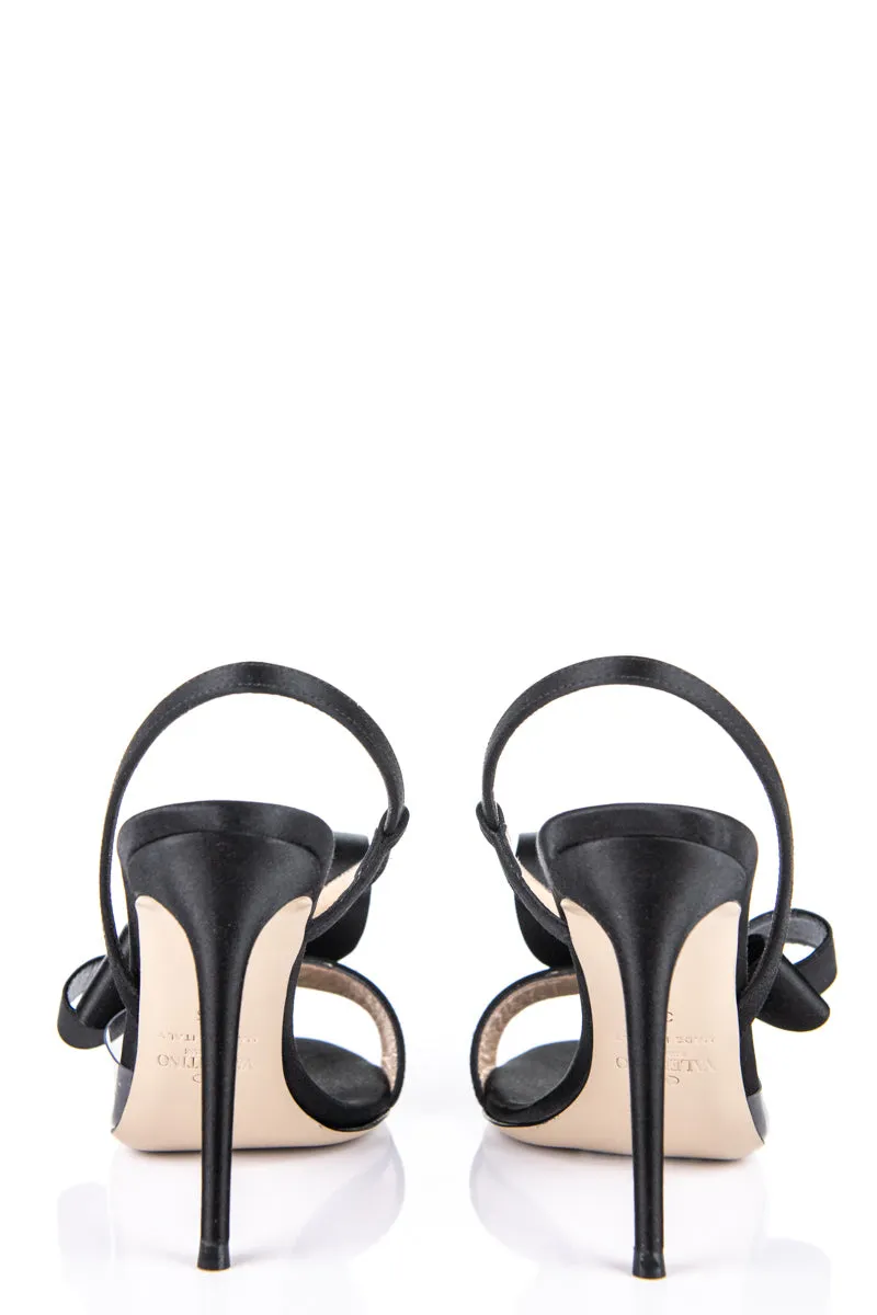Valentino Black Satin Bow Sandals Size US 5 | EU 35