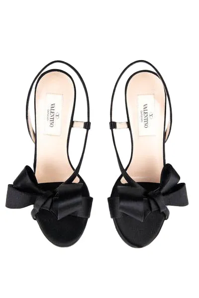 Valentino Black Satin Bow Sandals Size US 5 | EU 35