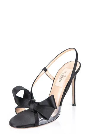 Valentino Black Satin Bow Sandals Size US 5 | EU 35